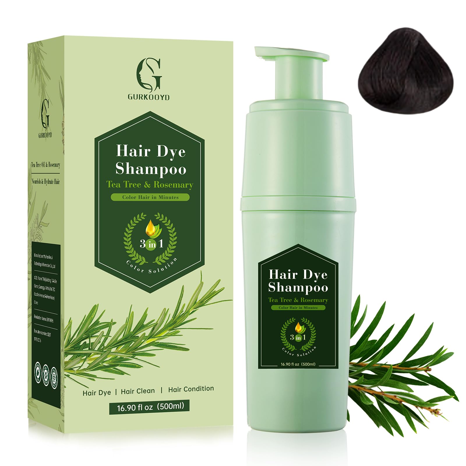 Fvquhvo Dark Coffee Hair Dye Shampoo 3 in 1 for Gray Coverage, Instant Hair Color Shampoo Colors in Minutes, Lasting Brown Hair 