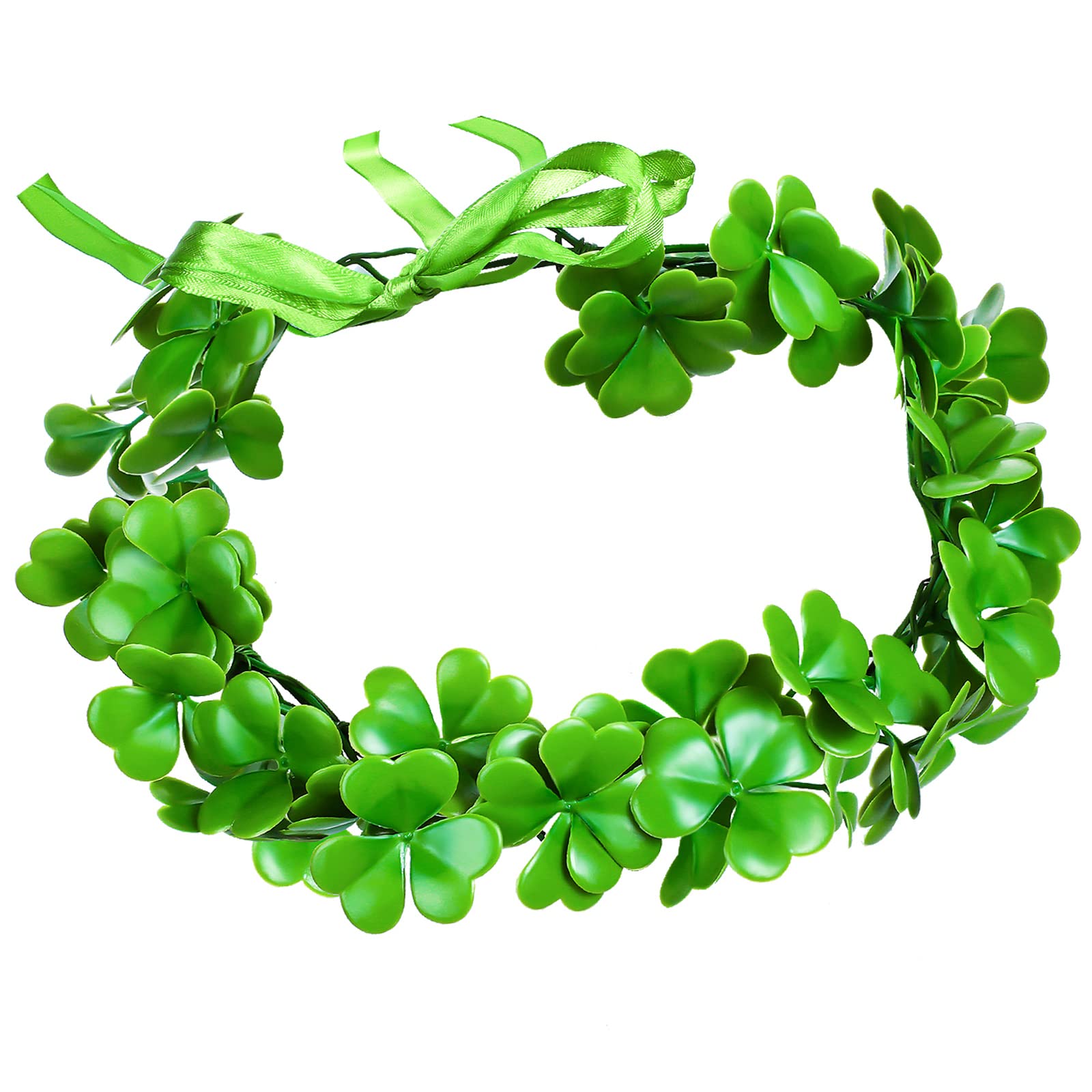 2 Pieces St. Patricks Day Irish Shamrock Headbands Flower Crown Clover Headband St. Patricks Day Accessories Green Garland Clo
