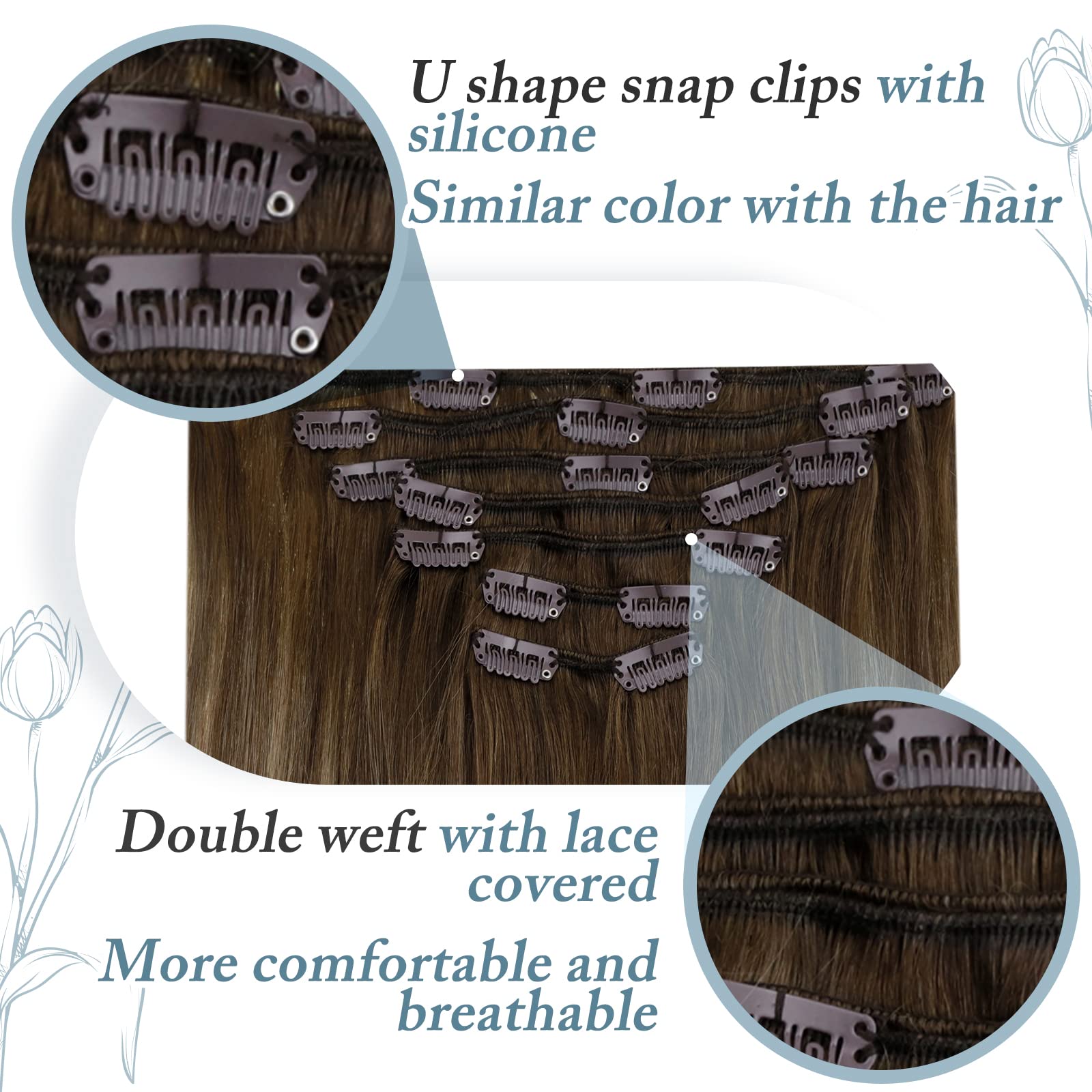 Runature Balayage Hair Extensions Real Human Hair Clip Ins 20 Inch Clip In Hair Extensions Balayage Brown To Blonde Ombre Clip I