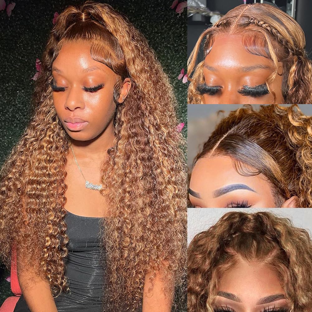 Alibeauty Highlight Ombre Lace Front Wigs Human Hair Pre Plucked With Baby Hair Honey Blonde 13X4 Hd Glueless Lace Frontal Water