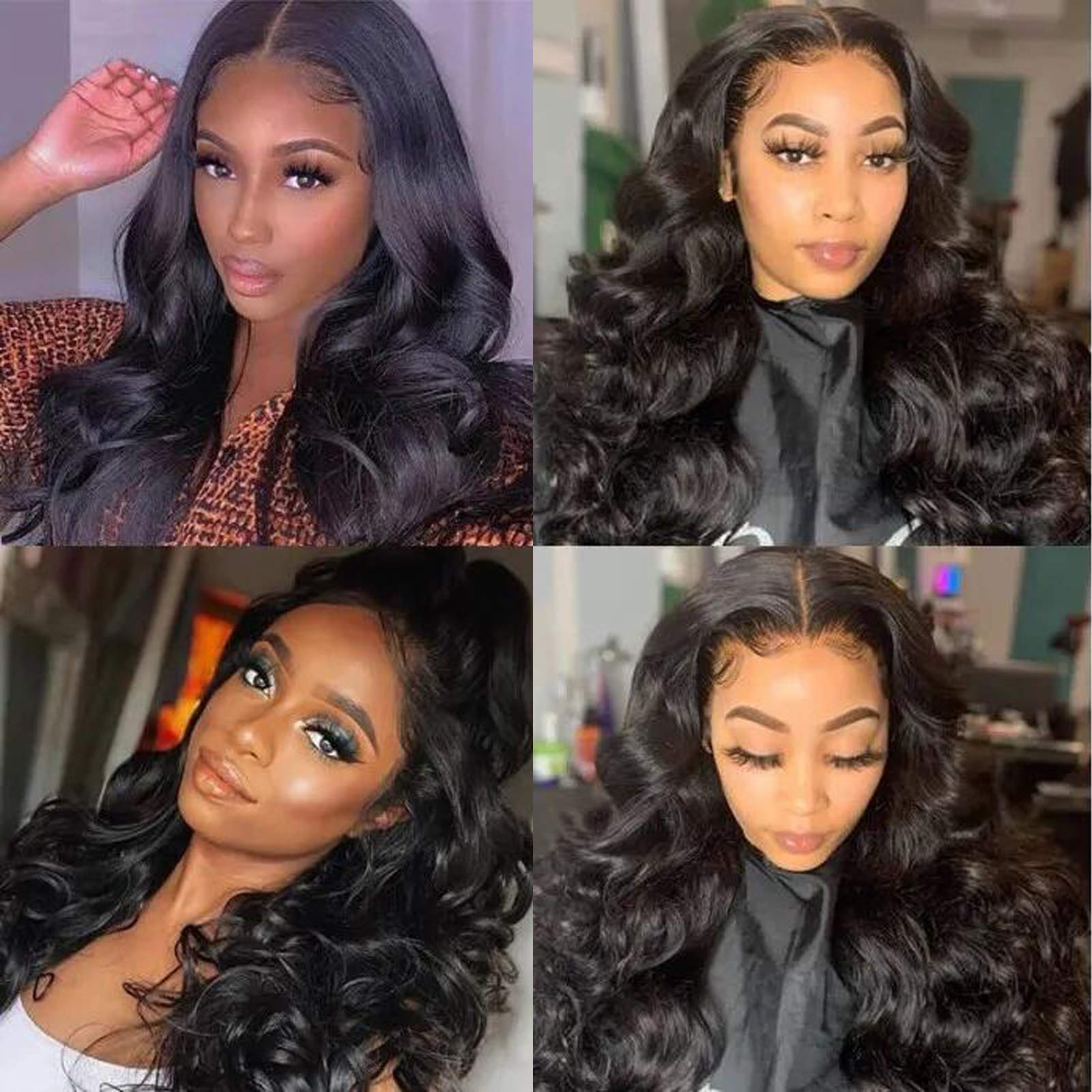 Unice Hair Brazilian Body Wave 3 Bundles with Free Part Lace Closure Unprocessed Virgin Human Hair Weave Extensions (20 22 24+18