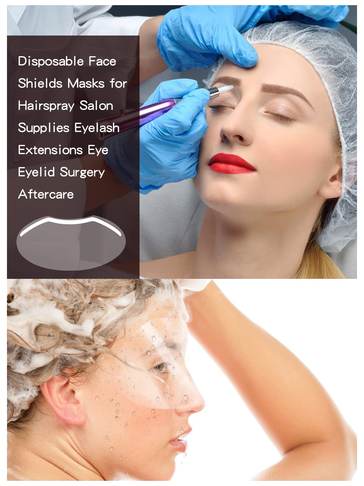 Ebanku 200 Pcs Microblading Permanent Makeup Shower Face Shields Visors, Disposable Face Shields Masks For Hairspray Salon Suppl