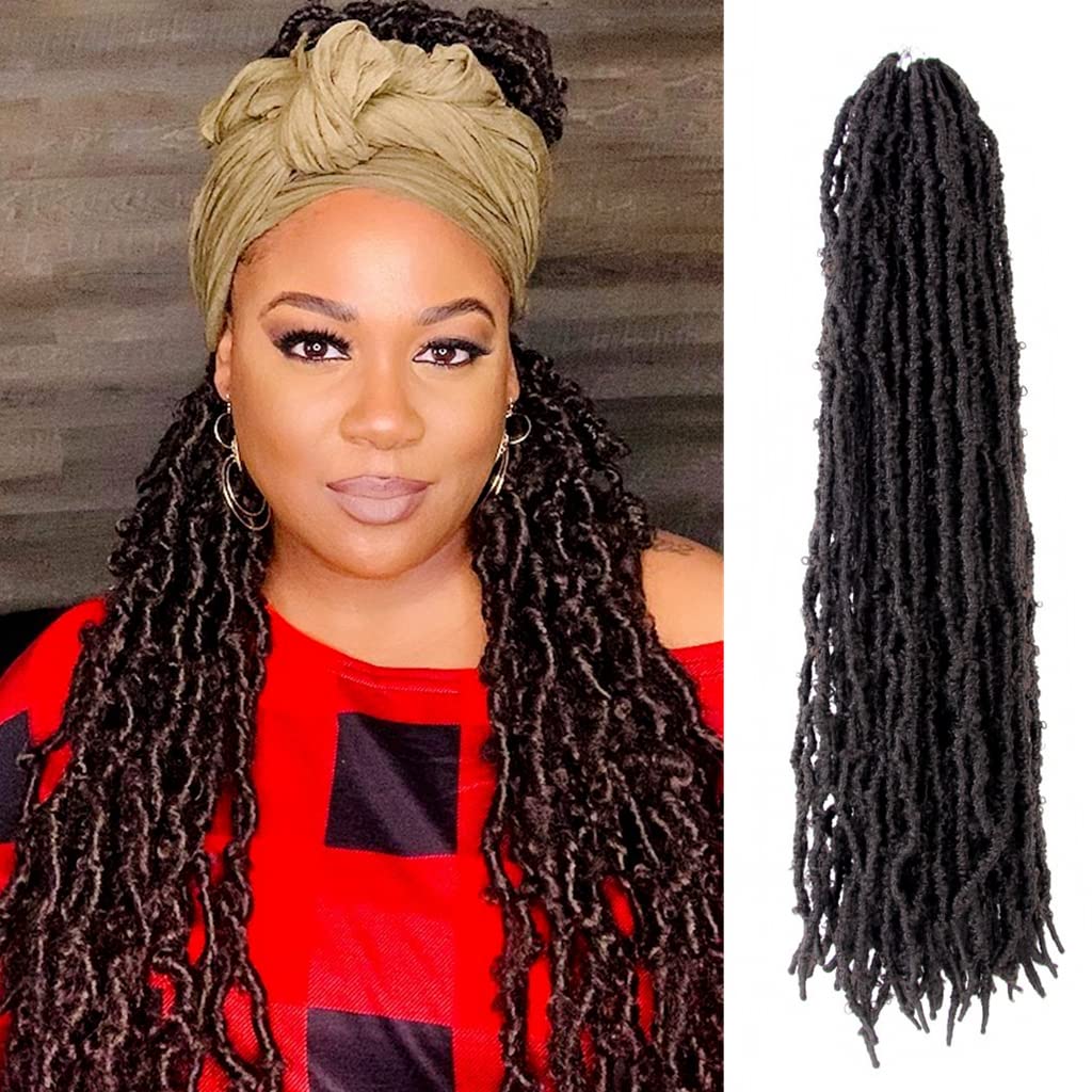 24 Inch Light Weight Butterfly Locs Crochet Hair 6 Packs Long Brown Distressed Butterfly Faux Locs Crochet Hair, 4#