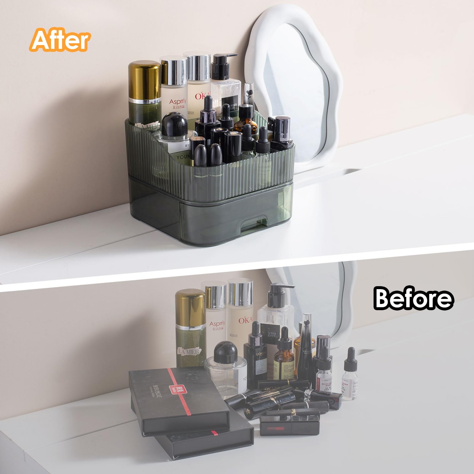 Yoolens Makeup Organizer With Stackable Drawer Countertop Vanity Cosmetics Organizers For Skincare Perfumes Lotions Lipsticks, G