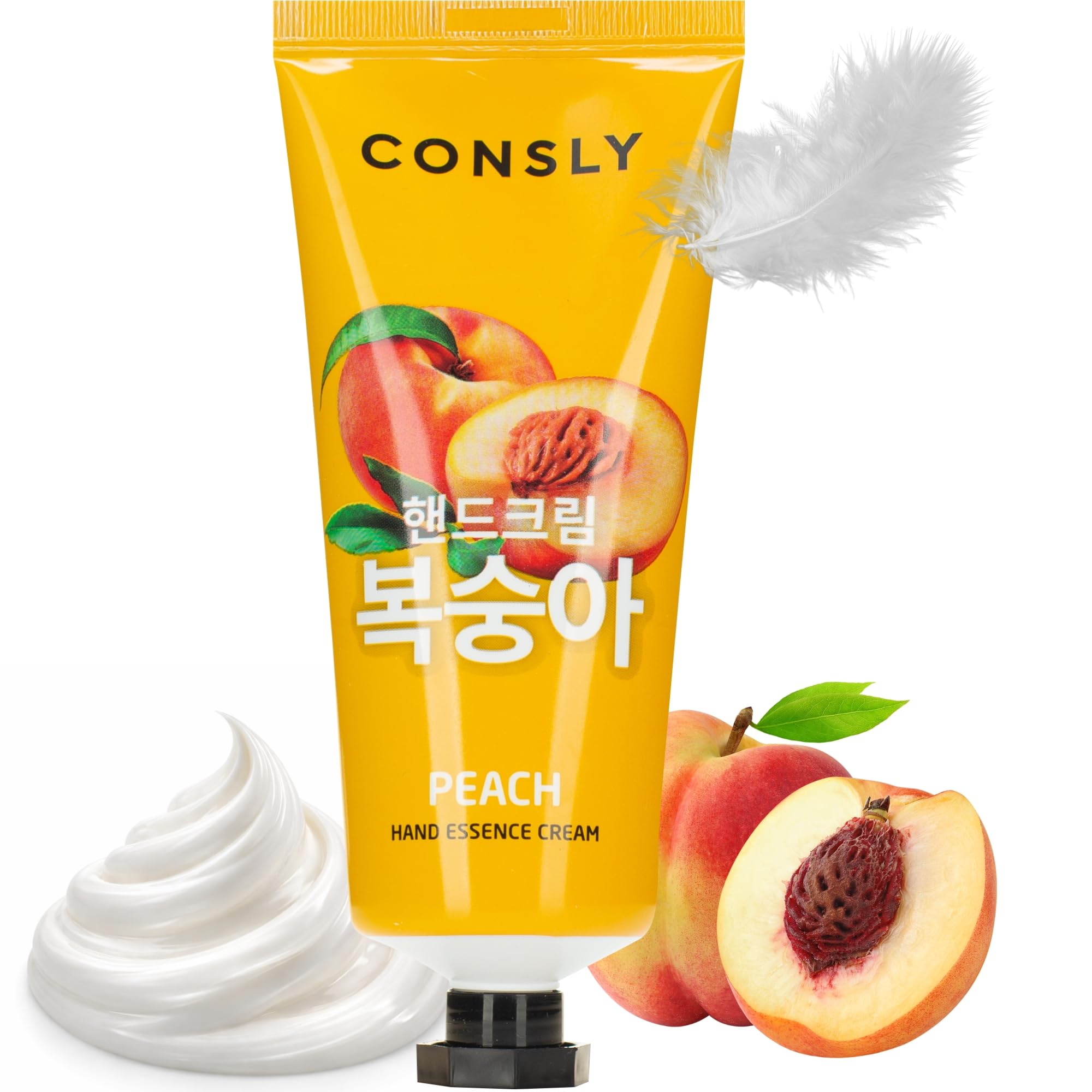 CONSLY Peach Hand Cream  Lightweight Moisturizing Hand Cream for Dry Hands, Fast Absorbing Daily Hand Lotion, Soft & Smooth Ski