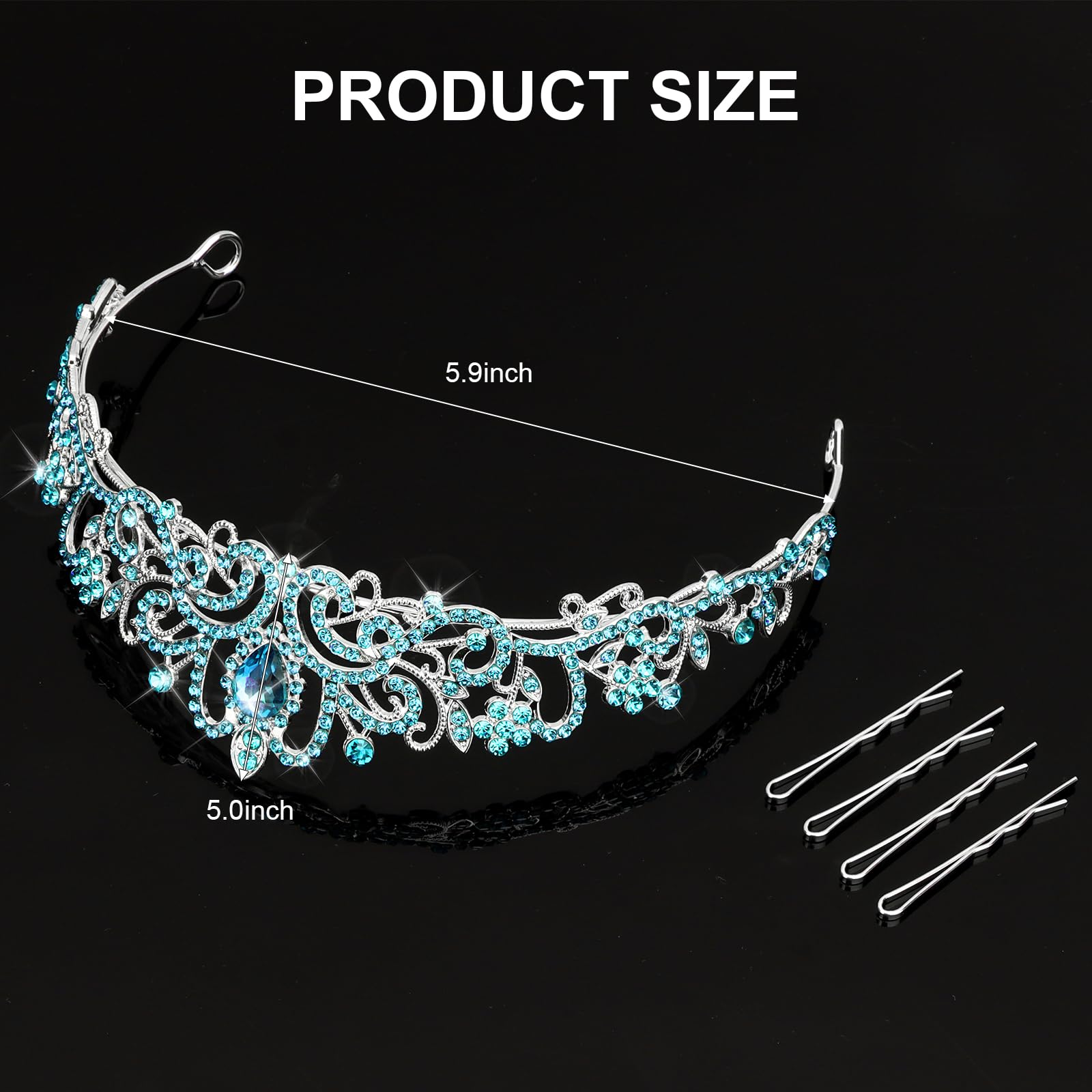 Cieher Blue Crown Blue Tiara Prom Crown Blue Queen Crown For Women Princess Crown For Girls Luxury Rhinestone Blue Crown For Bir