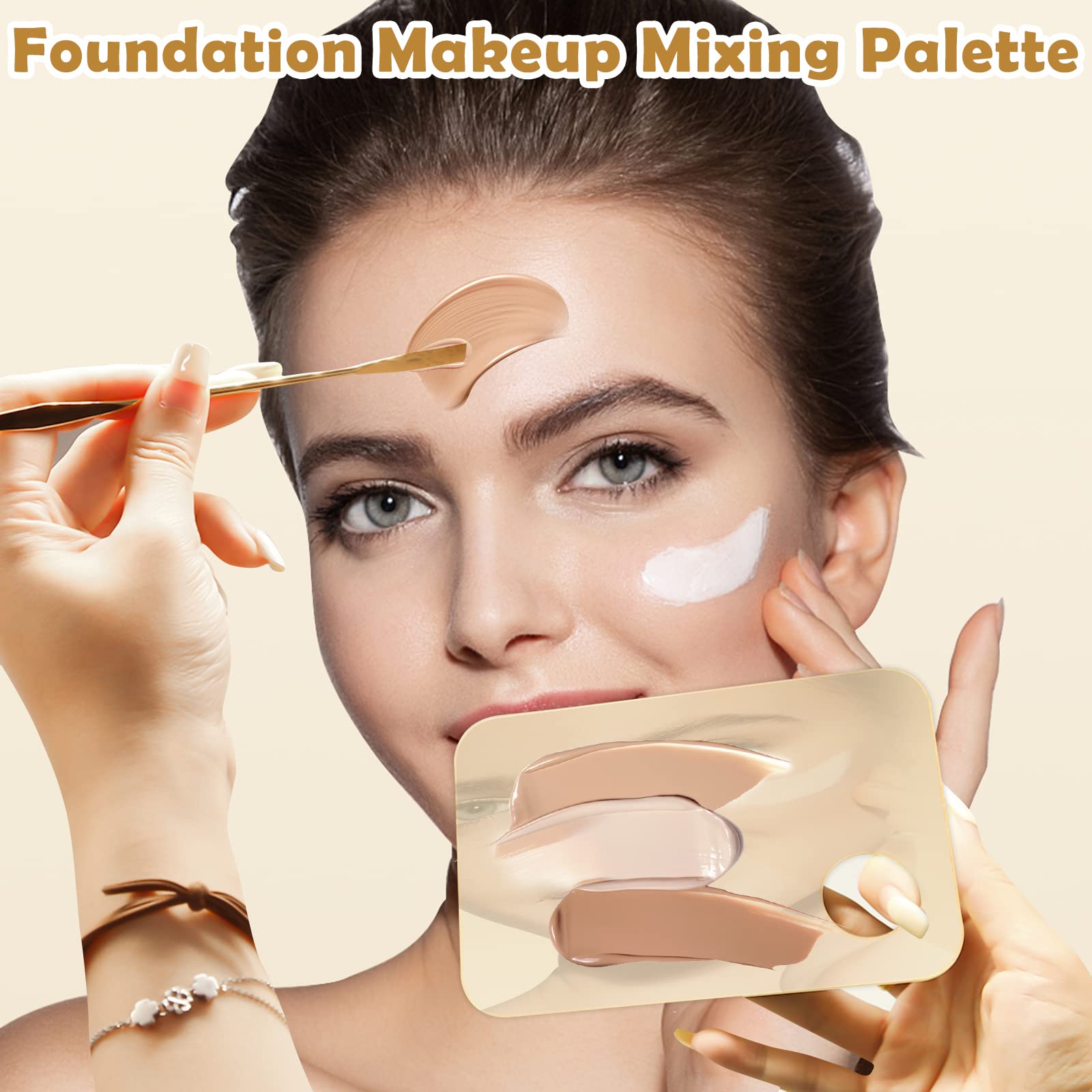 2Pcs Acrylic Makeup Mixing Palette with 2 Pcs Makeup Spatula, Foundation Mixing Tray Cosmetic Palette Mixer Makeup Palette for F