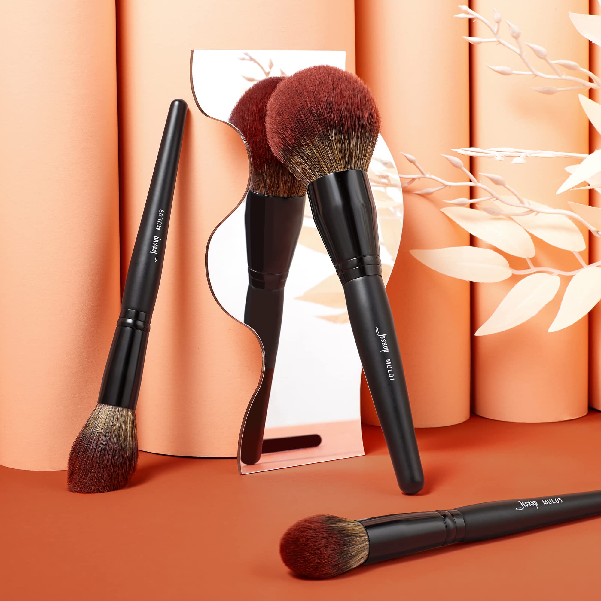 Jessup Large Face Makeup Brushes 3Pcs, Premium Synthetic Powder Contour Highlighter Brush, Phantom Black T274