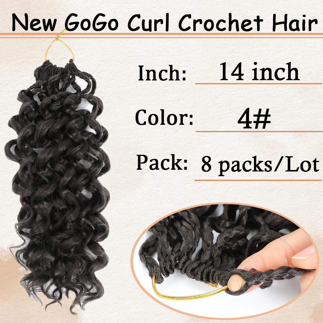 Pretwisted Gogo Curl Crochet Hair 14 Inch 8 Packs Short Curly Crochet Hair For Women Pre Looped Ocean Wave Crochet Hair Water Wa