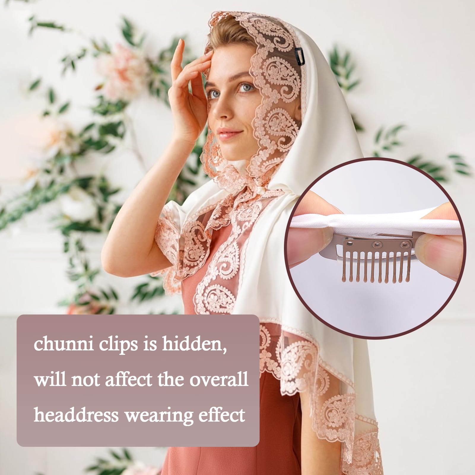 Vodolo Chunni Clips With Safety Pins,8 Pcs Strong Chunni Grip Dupatta Setting Clips Indian For Woman (Rose Gold)