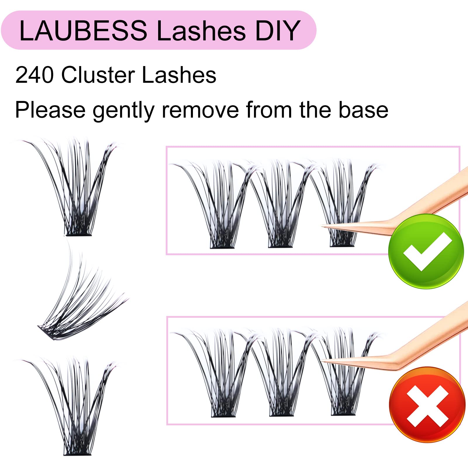 Eyelash Clusters LAUBESS Lash Clusters Individual Lashes Cluster Eyelash Extensions DIY at Home Waterproof Cluster Lashes (20D/4