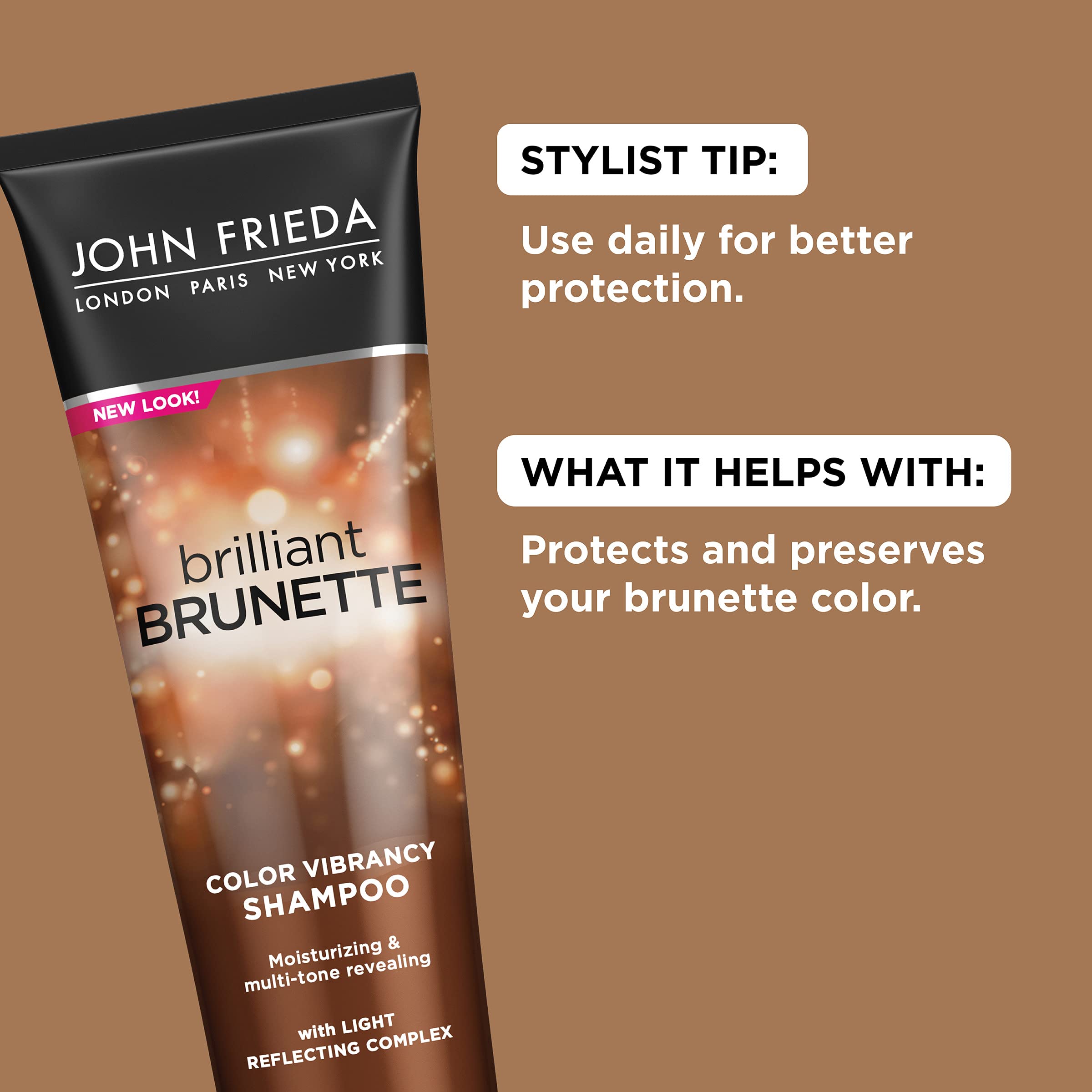 John Frieda Brilliant Brunette Multi-Tone Color Protecting Shampoo, 2 Pack, 8.45 oz - Unlock Vibrant Color