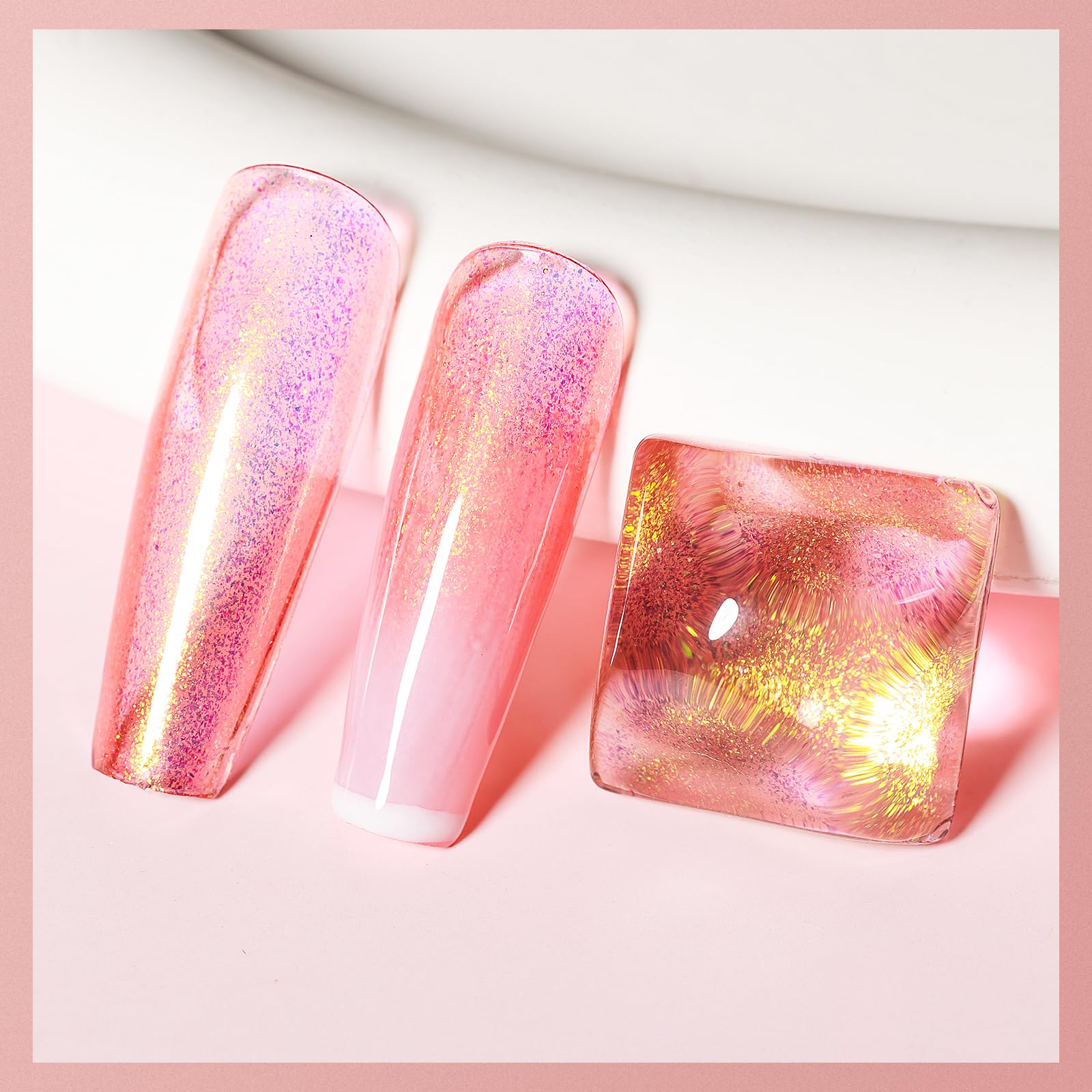 Mizhse Nail Polish Air Dry Fast, Holographic Neon Orange Nail Polish Quick Dry, 15Ml/0.5 Fl Oz Regular Shiny Shimmer Oil-Based G
