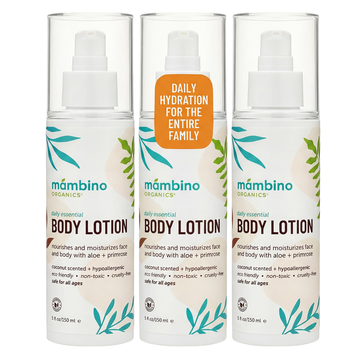 Mambino Organics Daily Essential Face & Body Lotion, Hydrating Body Lotion with Coconut, Aloe & Tamanu Oil, Lightweight Moisturi