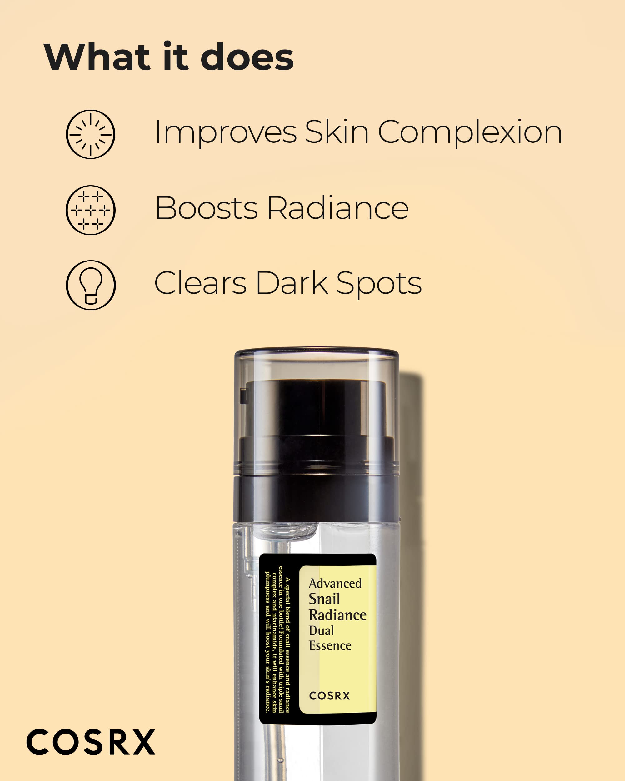 cOSRX Niacinamide 5% + Snail Mucin 74% Dual Essence, Anti aging Face Serum for Dull Skin, Hydrating, Brightening, Repairing, 270