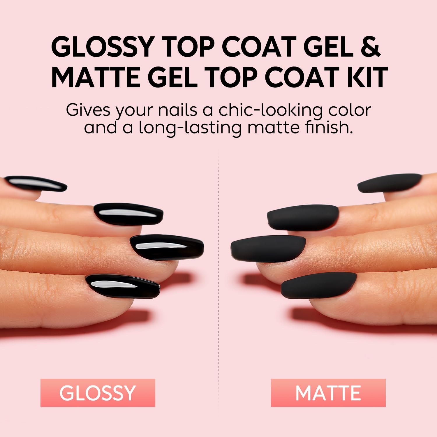 Nicedeco Gel Polish No Wipe Top Coat Matte Top Set, Hema Free, Cruelty Free, Vegan, 2PCS 15ML for Gel Nail Polish Shine Finish a