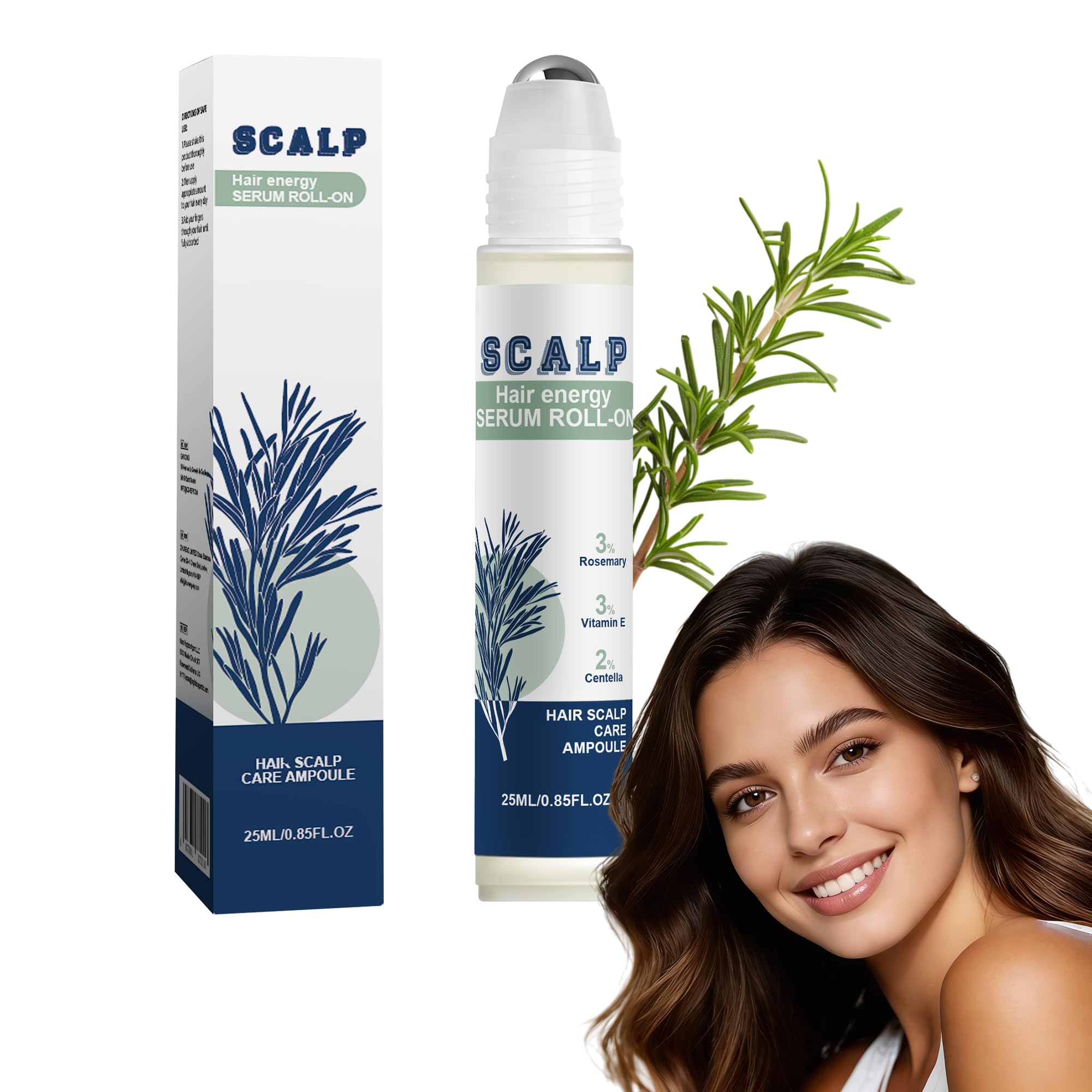 Hair Growth Serum RollOn 25ml / 0.85 fl.oz, Rosemary Oil & Ginger Root for Hair, Nourishing Daily Serum for Men & Women, NonGr