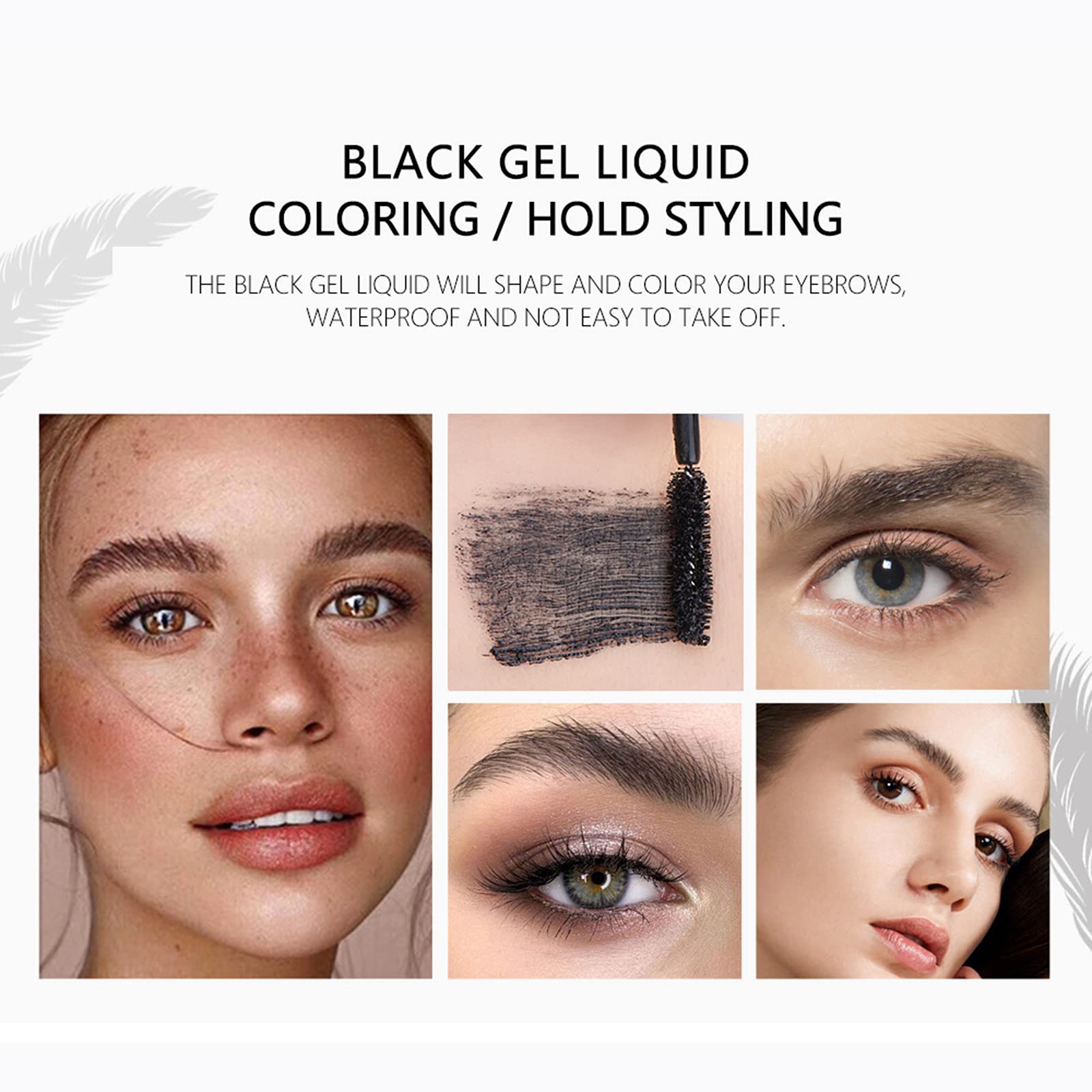 Dageda Clear Eyebrow Setting Gel, Clear And Black Brow Fix Gel, Waterproof And Sweat-Proof Eyebrow Repair Liquid Brows Styling B