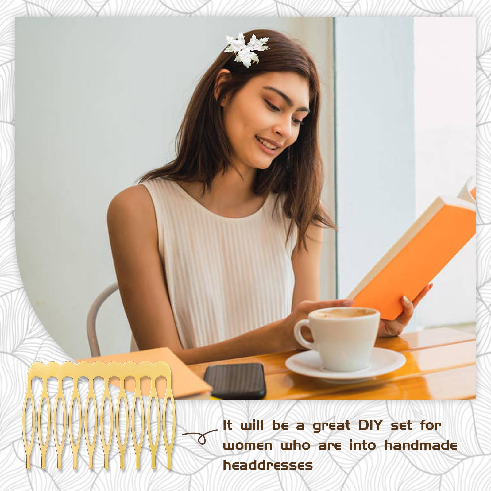 Cinaci 30pcs Small Plain Blank DIY Craft Gold Metal Hair Side Combs Slides with 10 Teeth Wedding Bridal Veil Combs Headpieces Fr