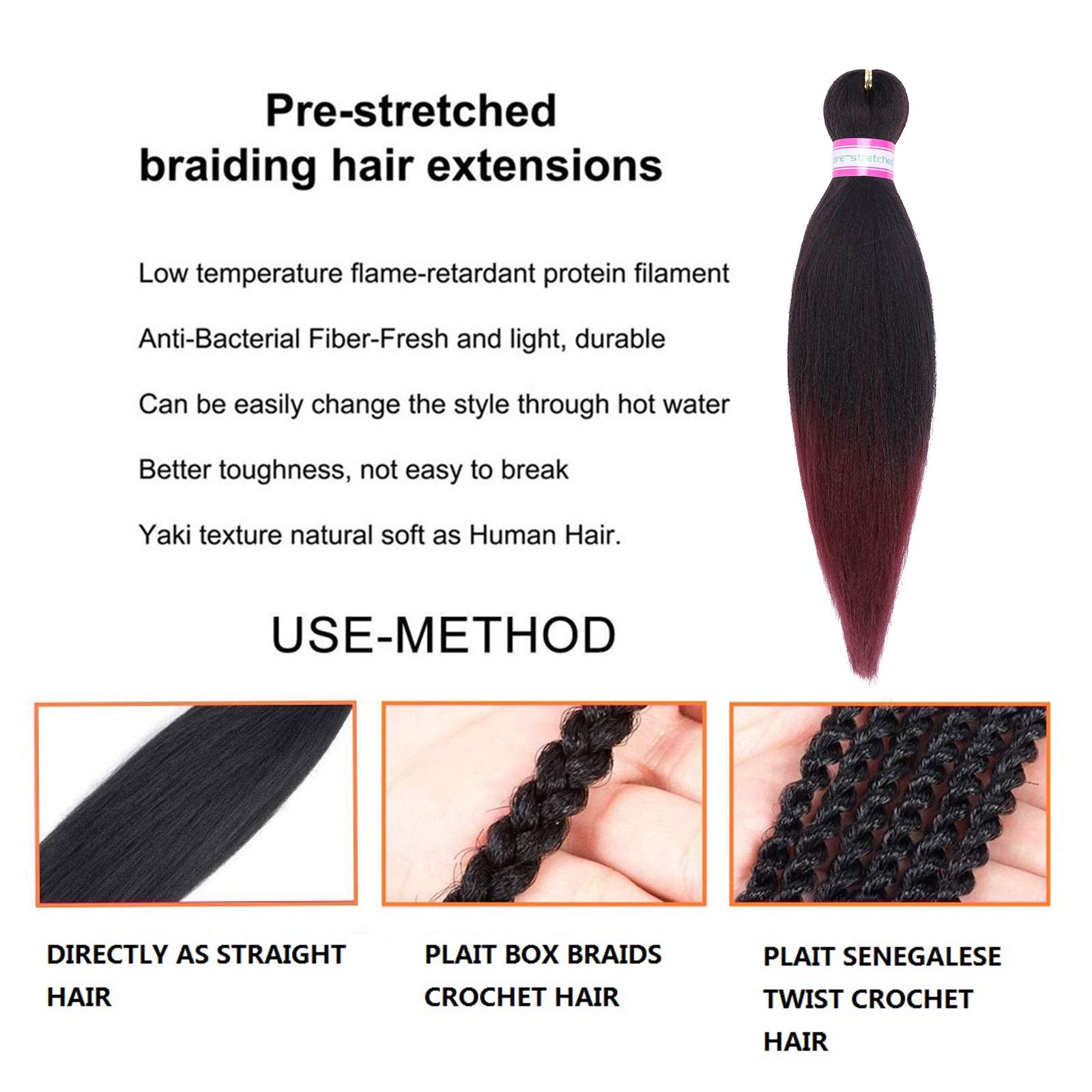Pre-Stretched Braiding Hair Extensions-12 Inch 8 Packs Synthetic Braiding Hair Crochet Braids, Natural Easy Braid Crochet Hair,