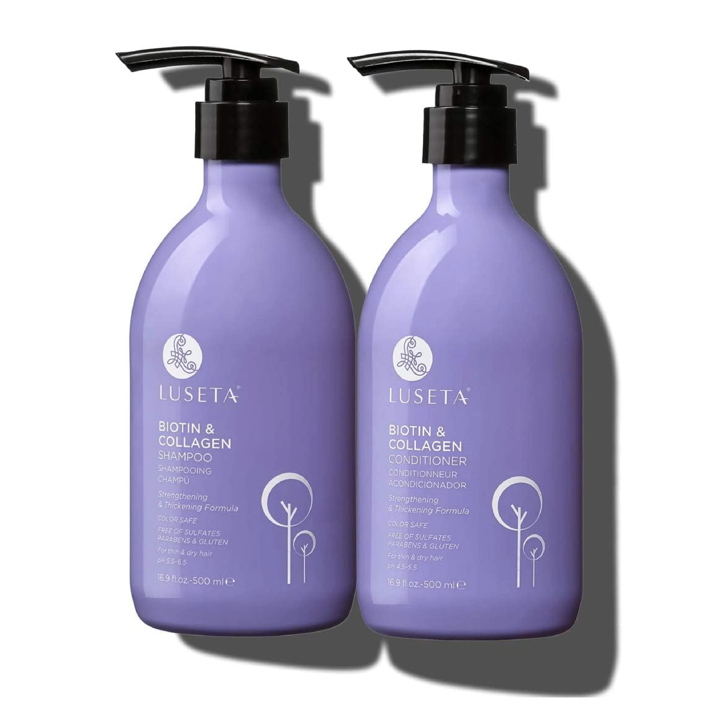 Luseta Biotin Shampoo and Conditioner for Hair - Thickening Shampoo for Thinning Hair - Infused with Argan Oil to Repair Damaged