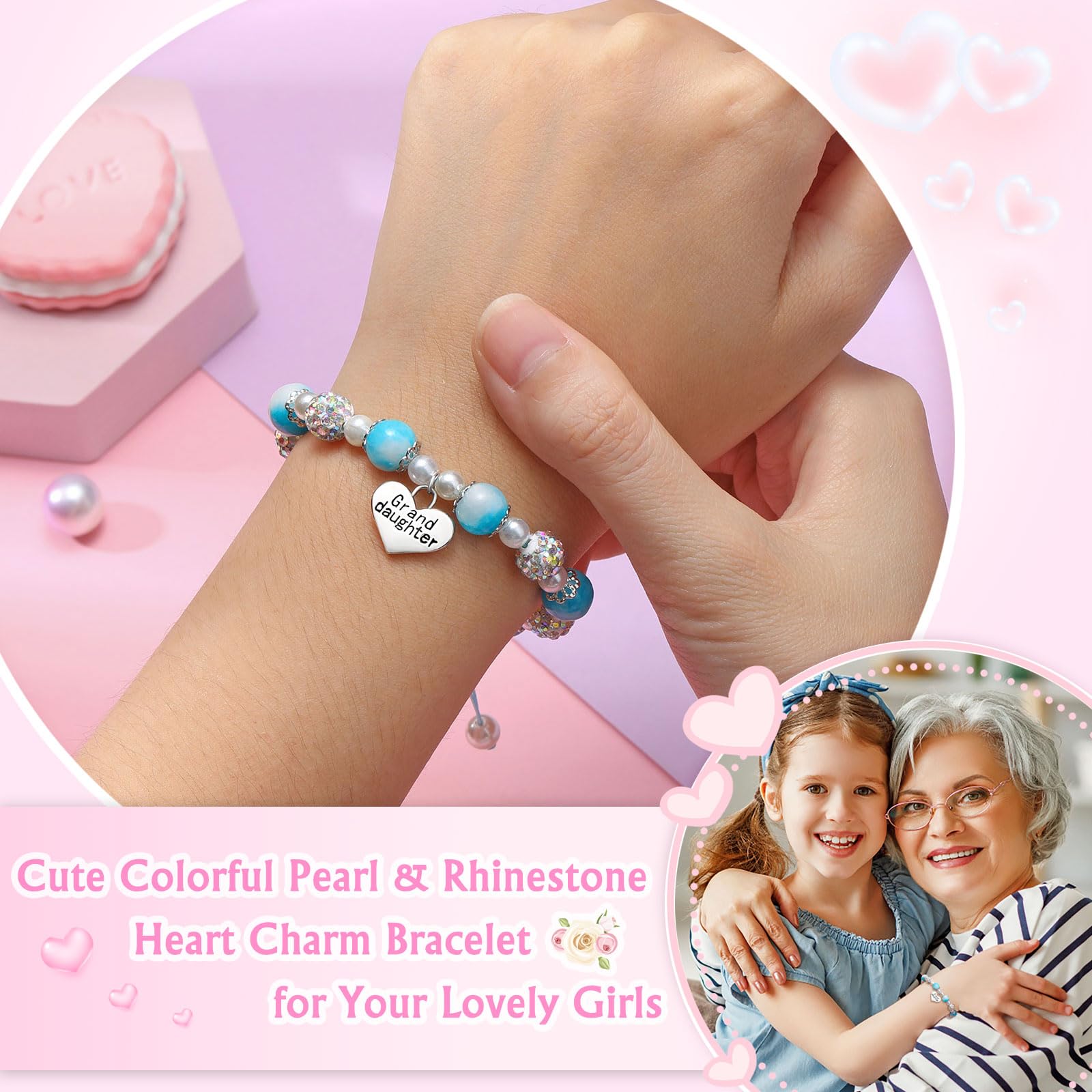UNGENT THEM Granddaughter Bracelets from Grandma Birthday Valentines Back to School Gifts Liitle Girls Jewelry