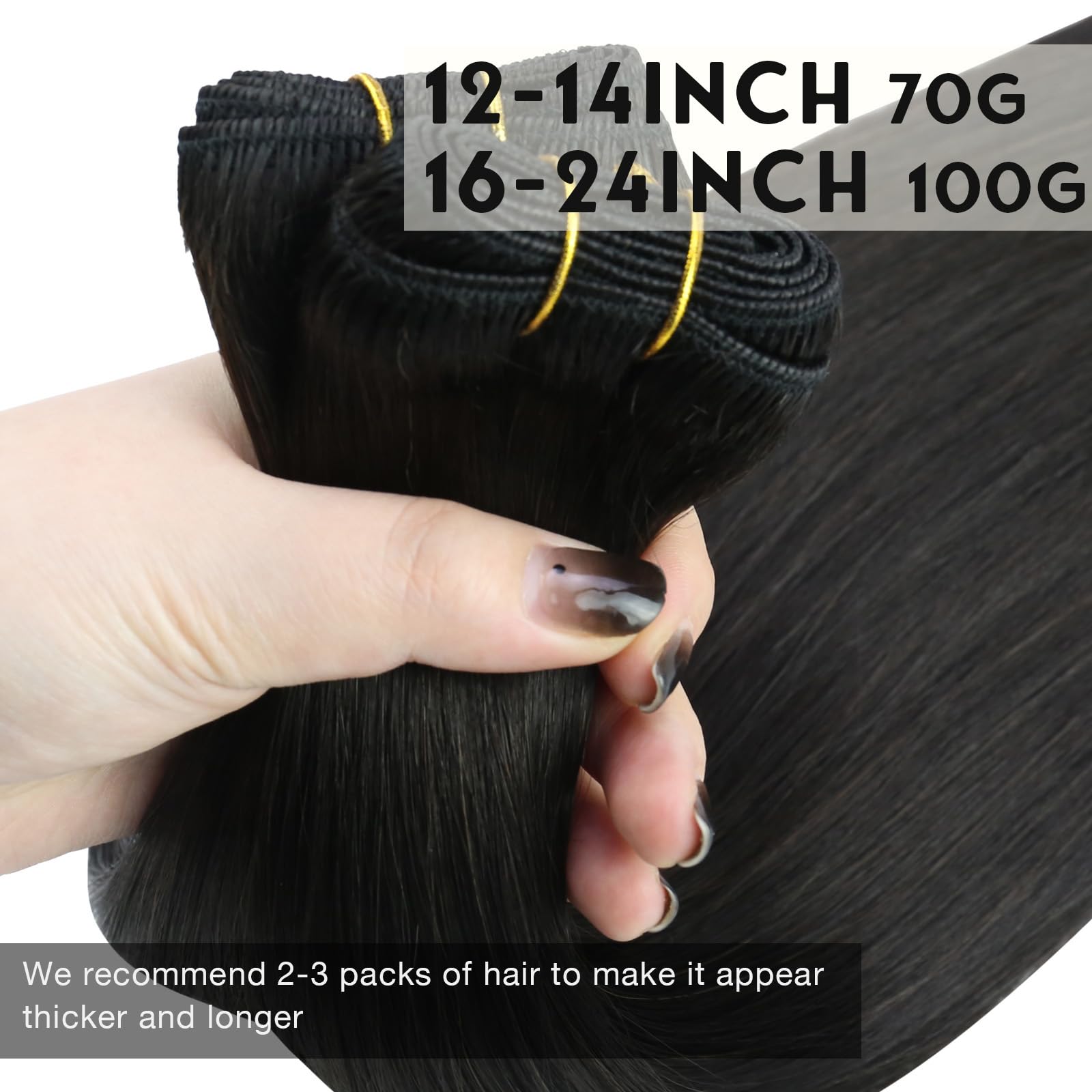 Sunny 22In Weft Hair Extensions Human Hair Black Sew In Extensions Straight Hair Extensions Real Human Hair Weft Extensions Natu