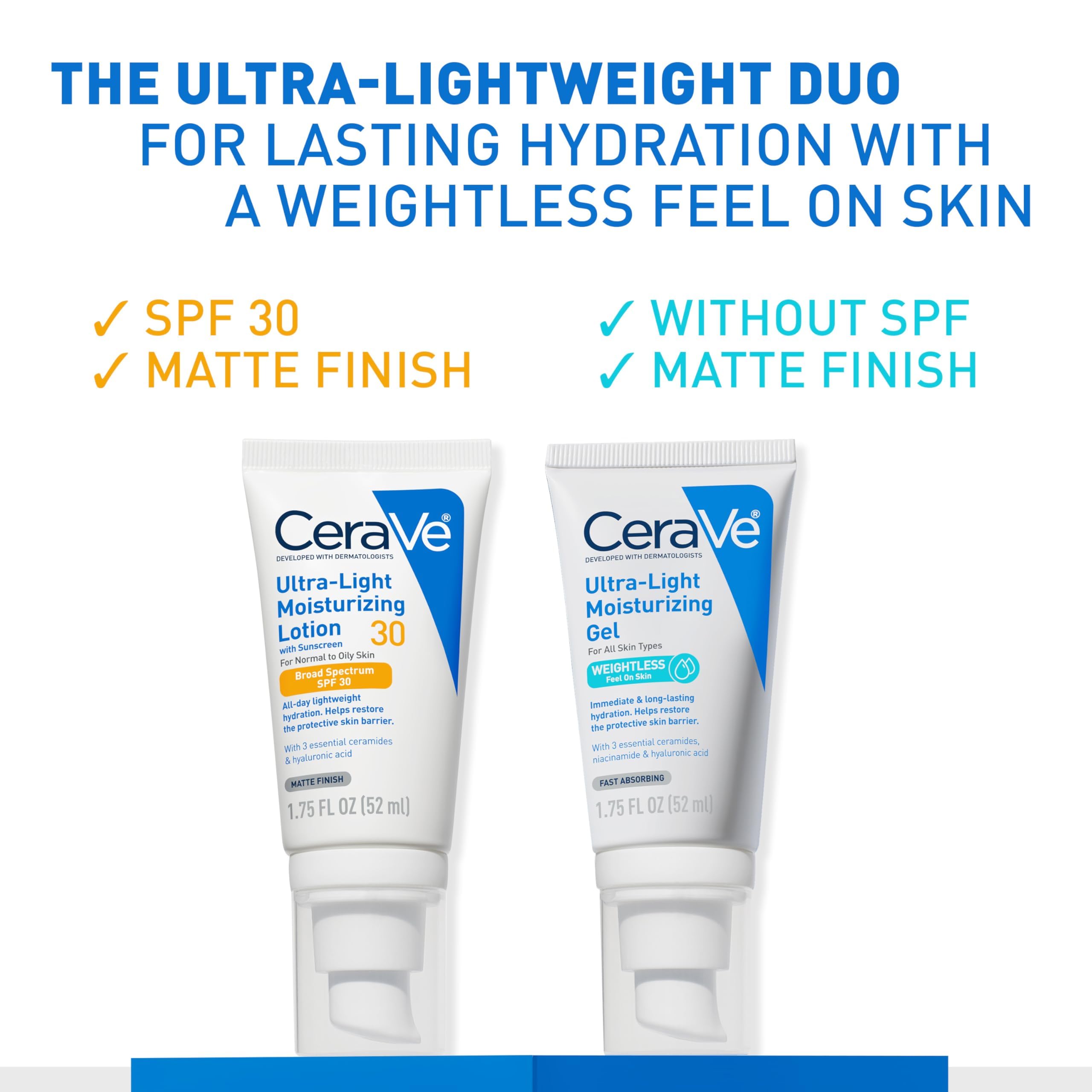 CeraVe Ultra-Light Moisturizing Lotion With SPF 30| Daily Face Moisturizer with SPF | Formulated with Hyaluronic Acid & Ceramide
