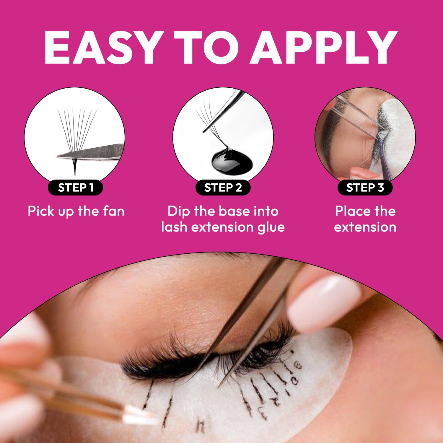 Eyesy Lash 500 Promade Fans - 5D 0.07 Size 14mm Curl CC - Volume Premade Lash Fans for Eyelash Extensions Middle Stem Handmade L