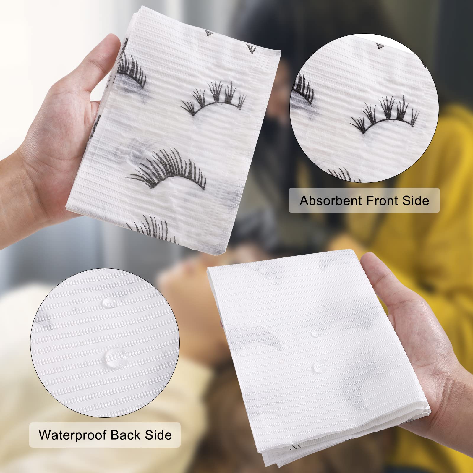 Prasne Lashing Dental Bibs Disposable Pack Of 125, Lash Pillow Cover Of Lash Supplies, White 3-Ply Paper Poly Waterproof Towels,