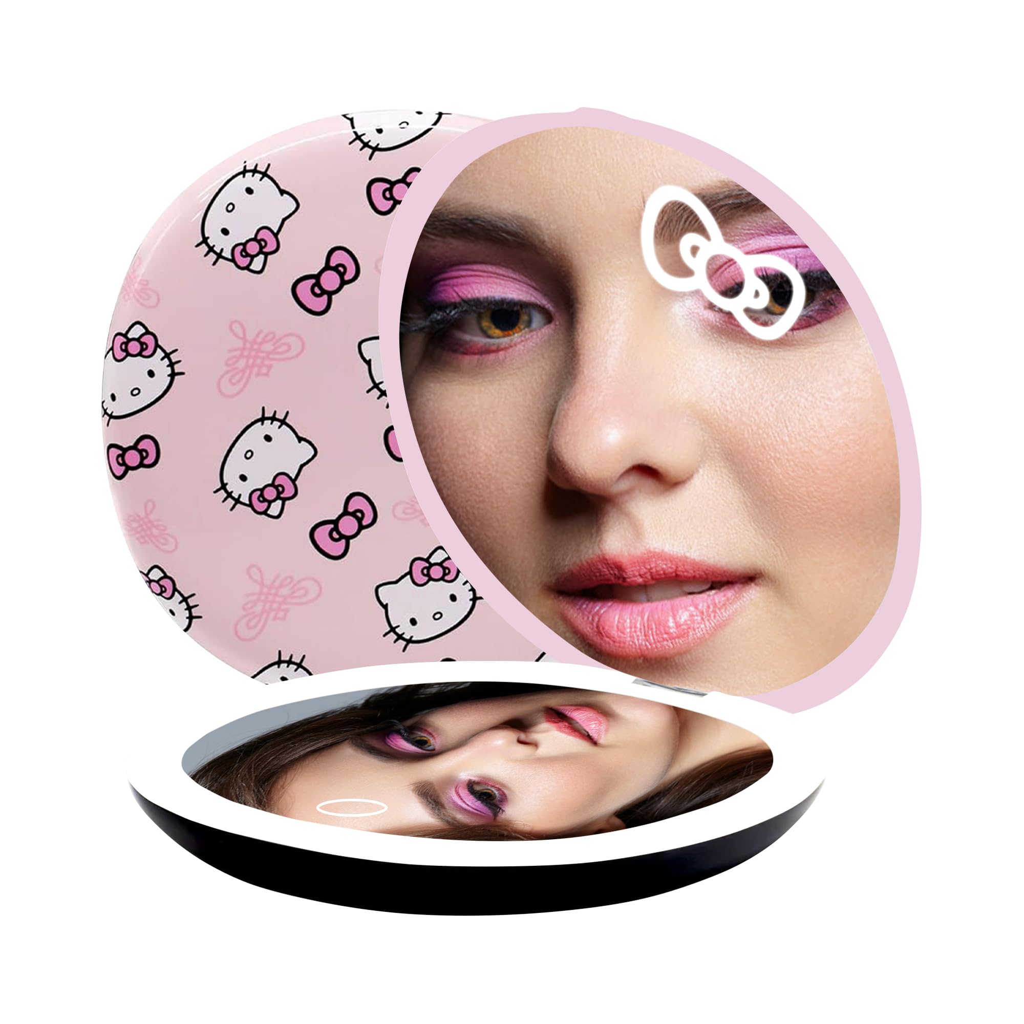Impressions Vanity Hello Kitty Supercute Signature Compact Mirror With Light, Travel Makeup Mirror With 3X Magnification And Day