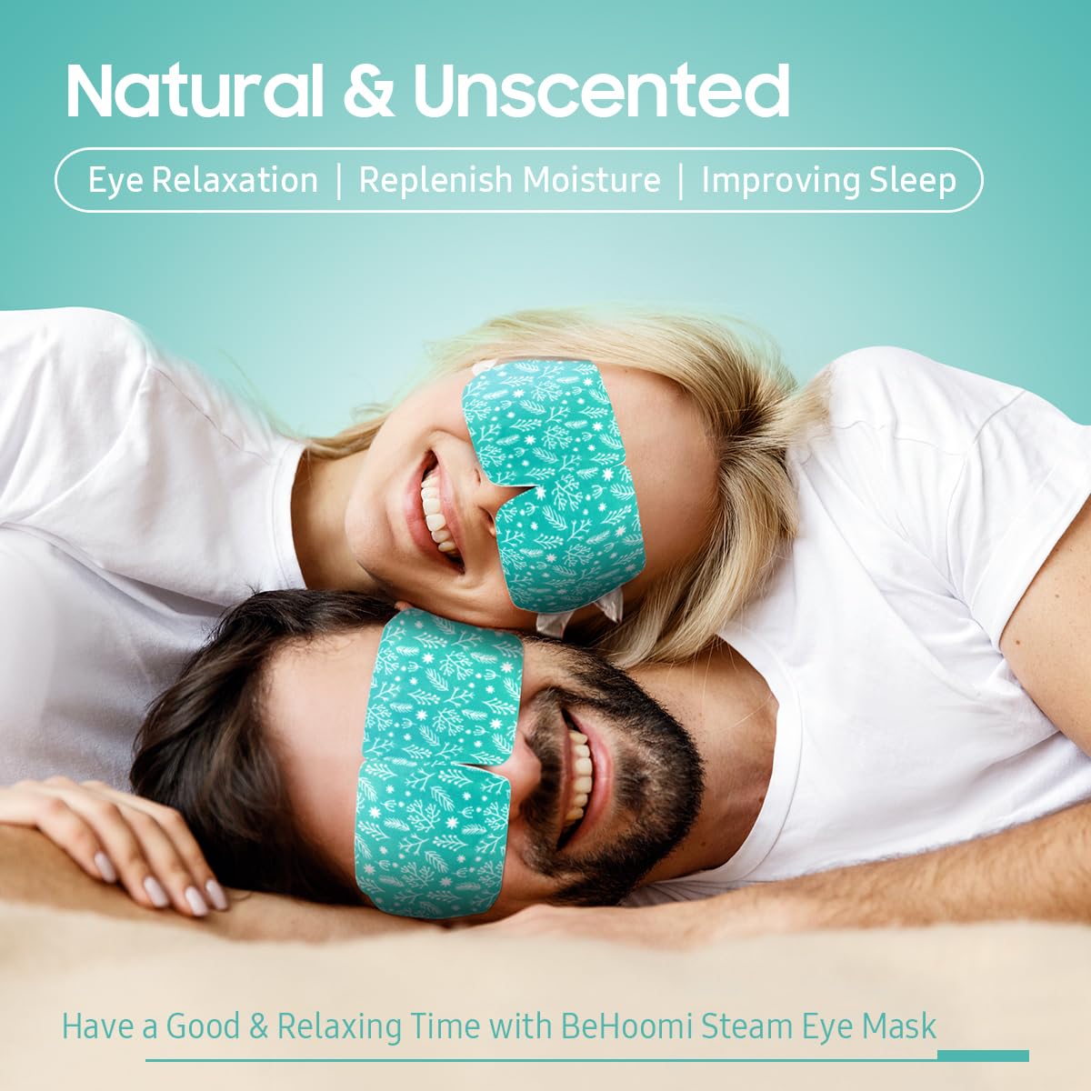 BeHoomi Heated Steam Eye Mask - 20 Packs, Unscented, Disposable Warm Compress for Relaxation & Travel Essentials