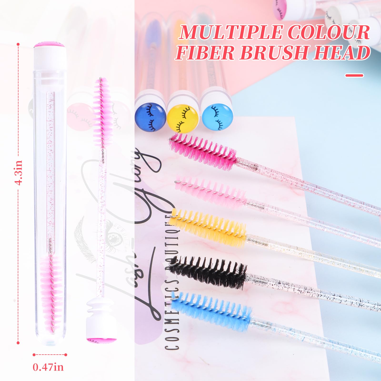 110 Pcs Disposable Mascara Brushes Diamond Eyelash Spoolies Makeup Brush Mascara Wand in Sanitary Tube Lash Supplies