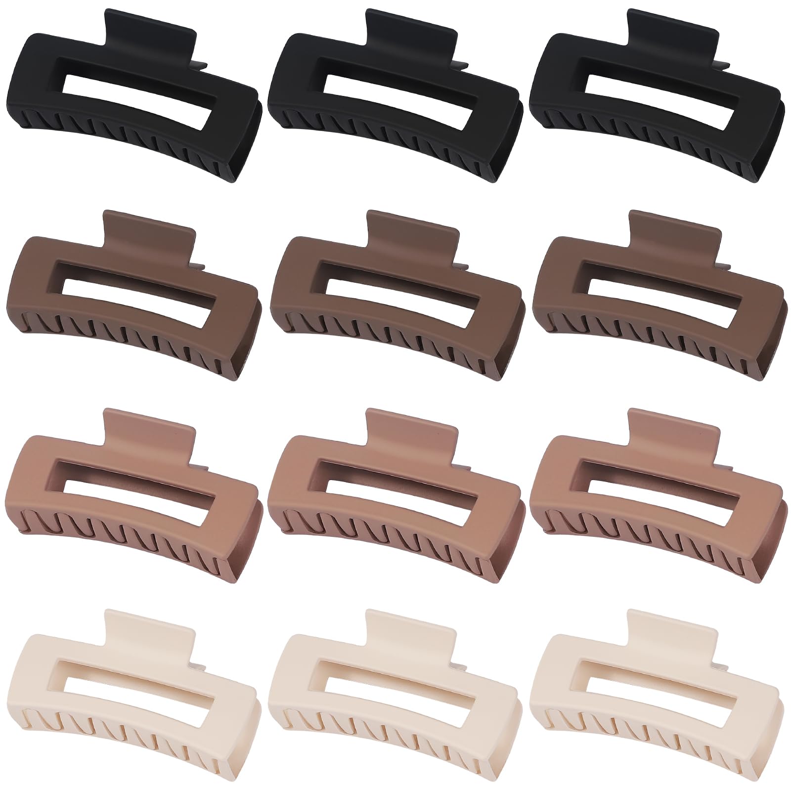 Sisiaipu 12 Pcs Large Hair Claw Clips For Thick Hair, 4.1 X 2.1 X 1.2 Inch, Square Hair Clips Jumbo Jaw Clips, Bulk Hair Accesso