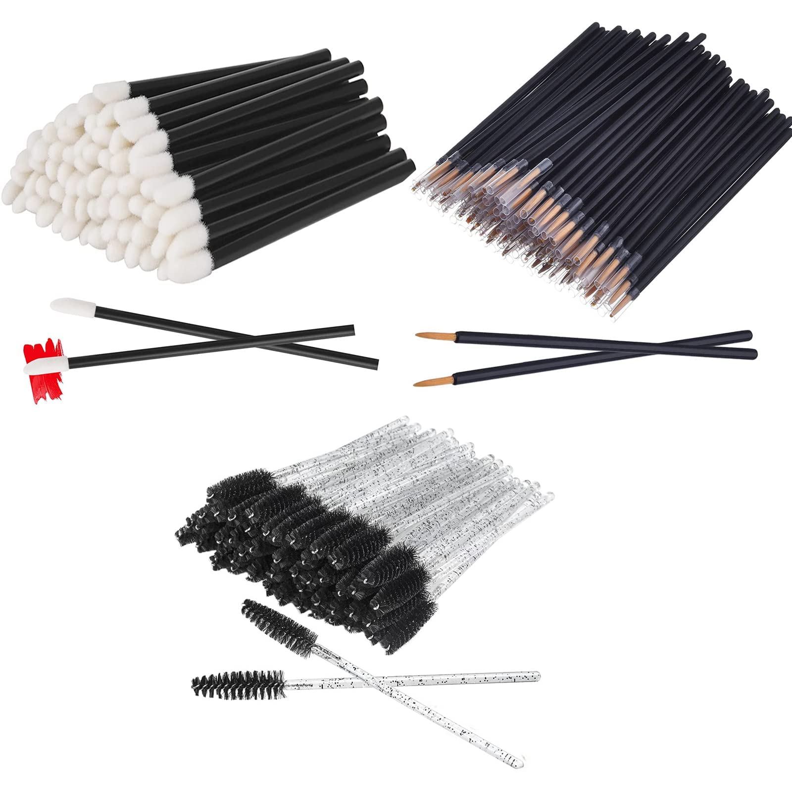 Ghelonadi 50Pcs Multicolor Makeup Brush Set  20 Mascara Brushes, 20 Lipstick Applicators, 10 Eyeliner Brushes  Soft Synthetic 