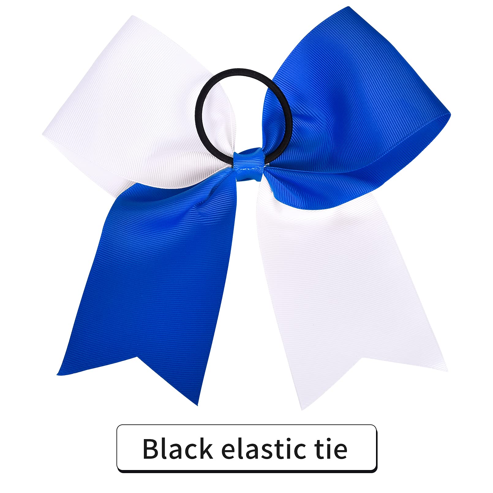 8'' Large Cheer Bows Ponytail Holder 12Pcs Girls Elastic Hair Ties Navy White Accessories For Women Youth Toddler Football Compe