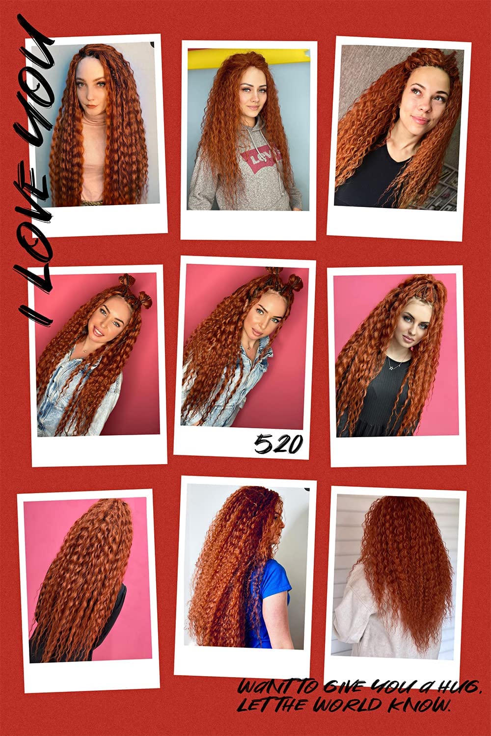 MAYSA Copper Ocean Wave Crochet Hair Extension, 22 inch 6packs Curly Braiding Crochet Hair, Synthetic Crochet Hair Extensions fo