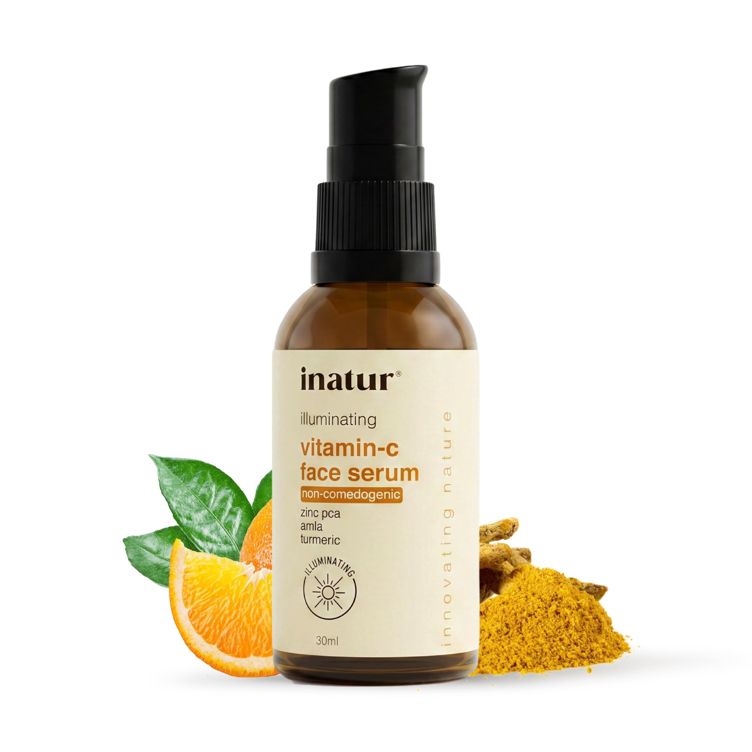 Inatur Vitamin C Face Serum | With Hyaluronic Acid, Amla, Turmeric | Brightens Dull Skin, Reduces Dark Spots & Evens Tone | Hydr
