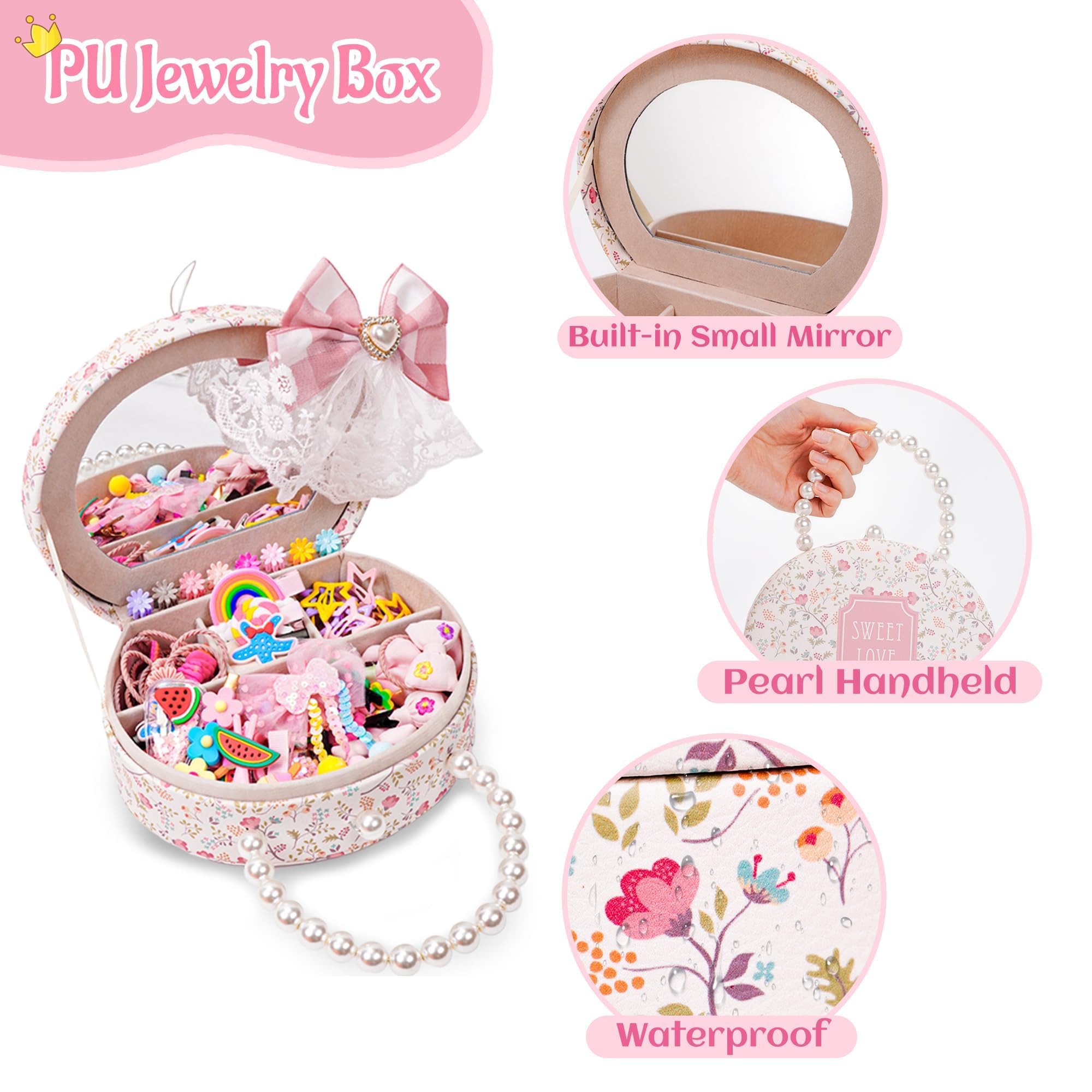 Rolling Art Hair Accessories For Girls Hair Clips Including Jewelry Box Hair Stuff Hair Barrettes Hair Ties Hair Bows Teen Girl
