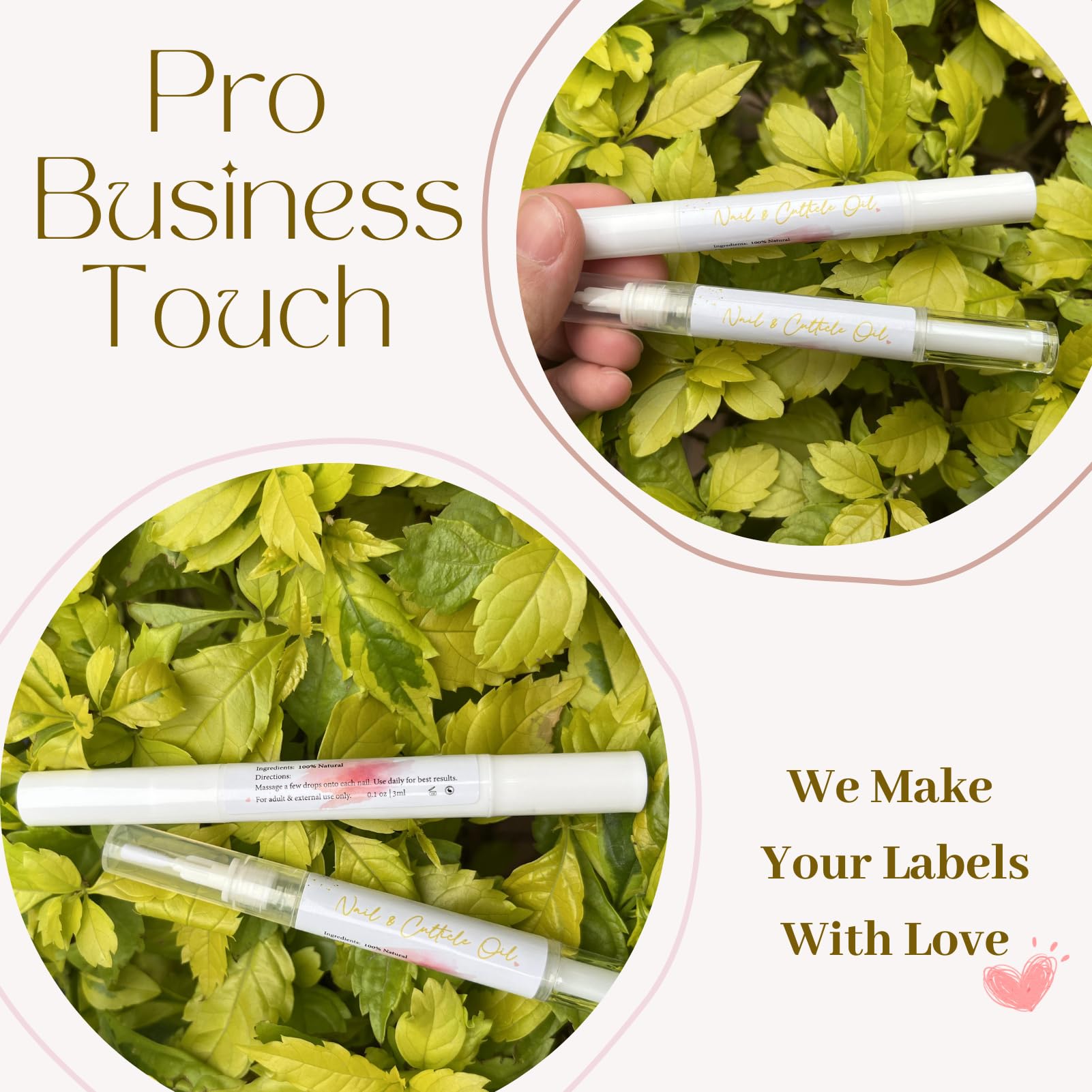 Empty Cuticle Oil Pen Label Sticker for Nail Tech Manicure Nail Artist Must Haves Nail Growth Care Packaging Staff 100pcs (white