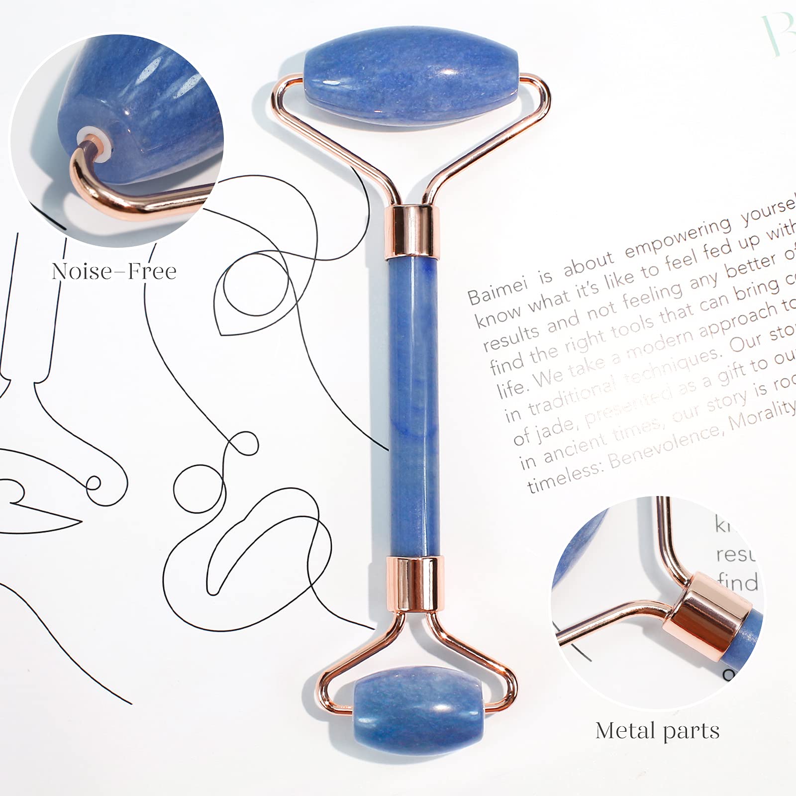Baimei Jade Roller & Gua Sha, Face Roller, Facial Beauty Roller Skin Care Tools, Self Care Gift For Men Women, Massager For Face