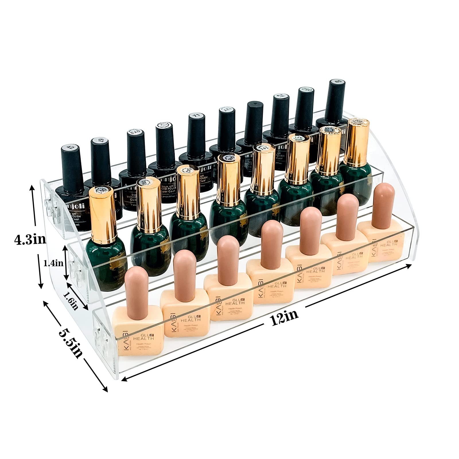 Minesign Nail Polish Holder Organizer Clear Acrylic Nail Polish Tray Fingernail Polish Display Case 3 Layers Essential Oils Hold