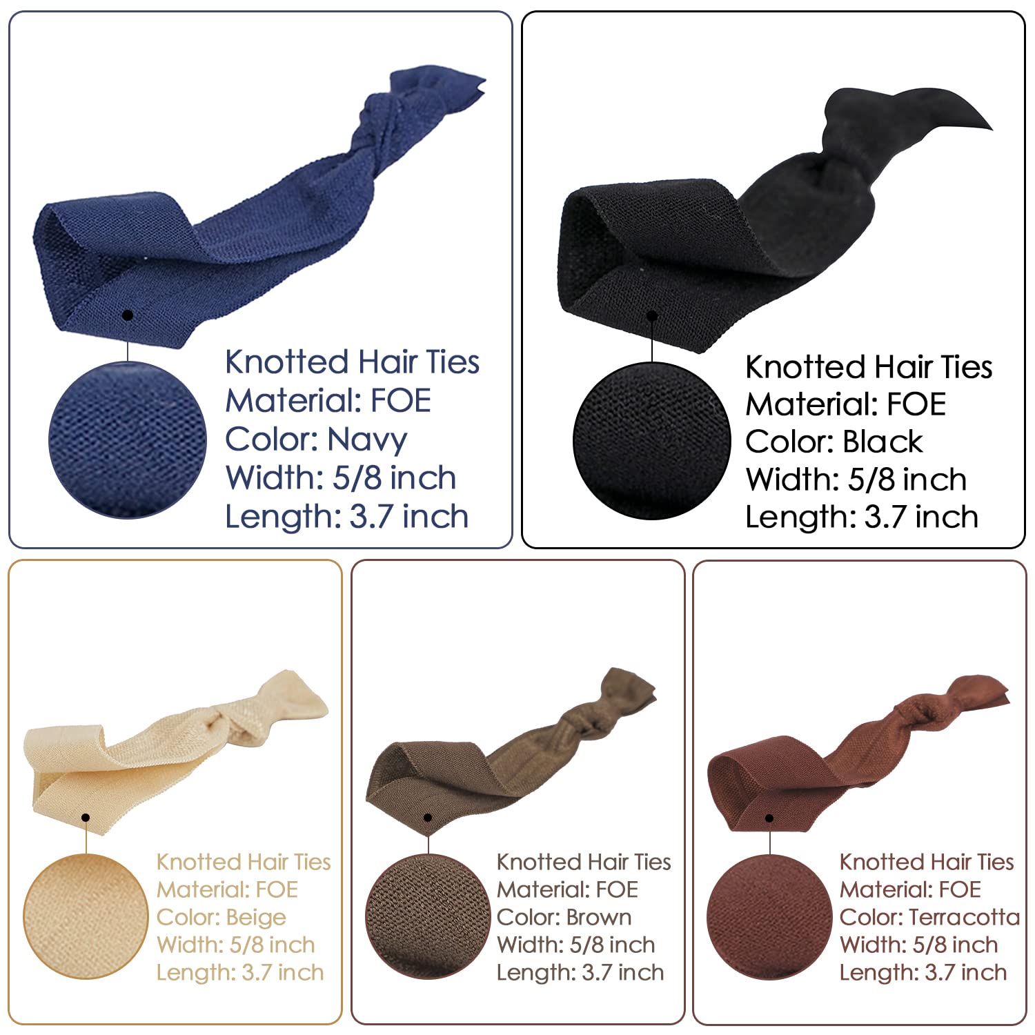 Meedee Neutral Tones Hair Accessories 100 Pack - Soft, No-Crease Elastic Hair Ties, Knotted For Pony Tails And Yoga, Ouchless An