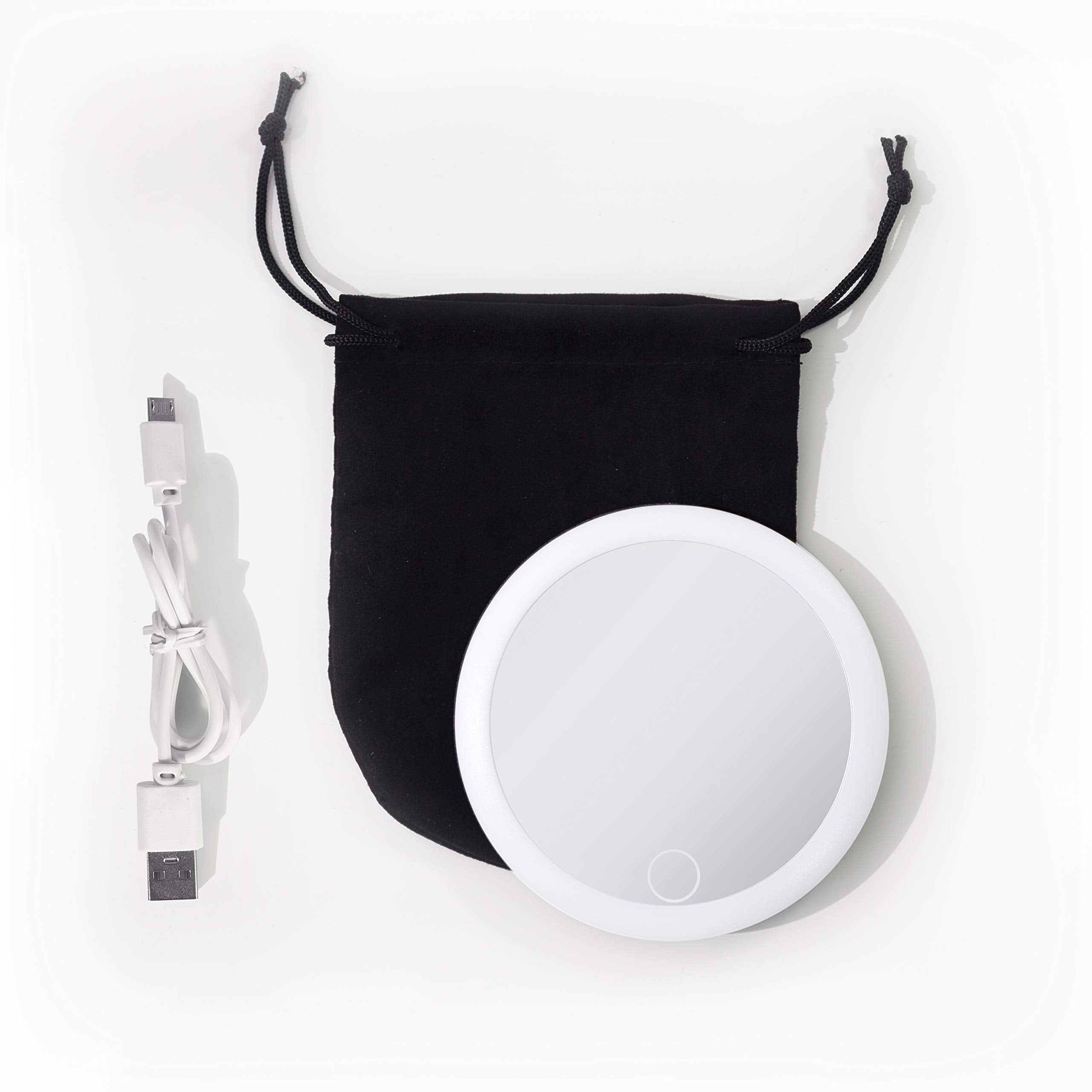 Zadro 4'' Round Led Mirror Makeup Travel Mirror With Light Rechargeable Compact Mirror For Purses Portable Carrying Pouch