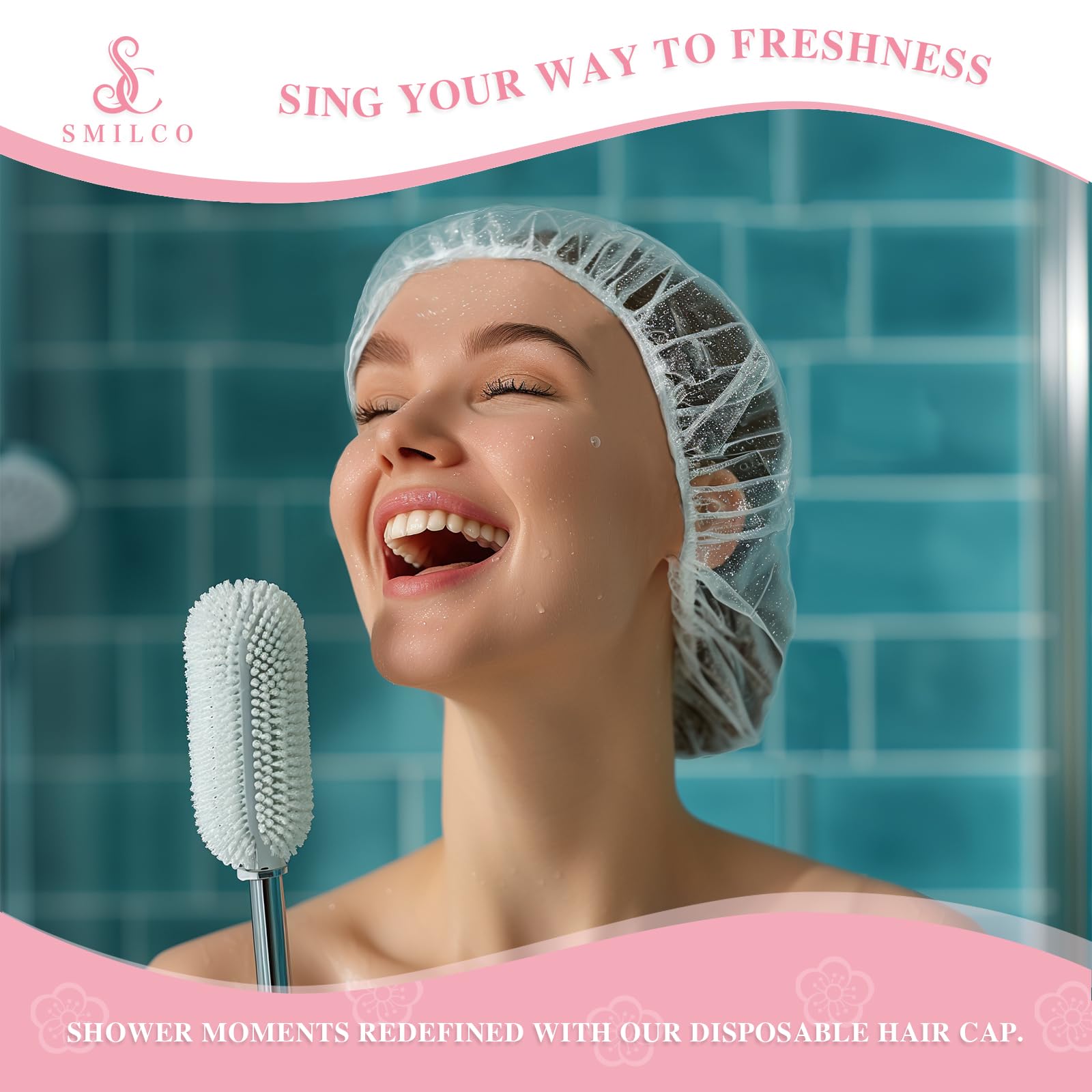Disposable Shower Caps 100Pcs - 20.4 Inch Large Shower Cap For Women Waterproof Bath & Bathing Accessories - Home & Travel Essen
