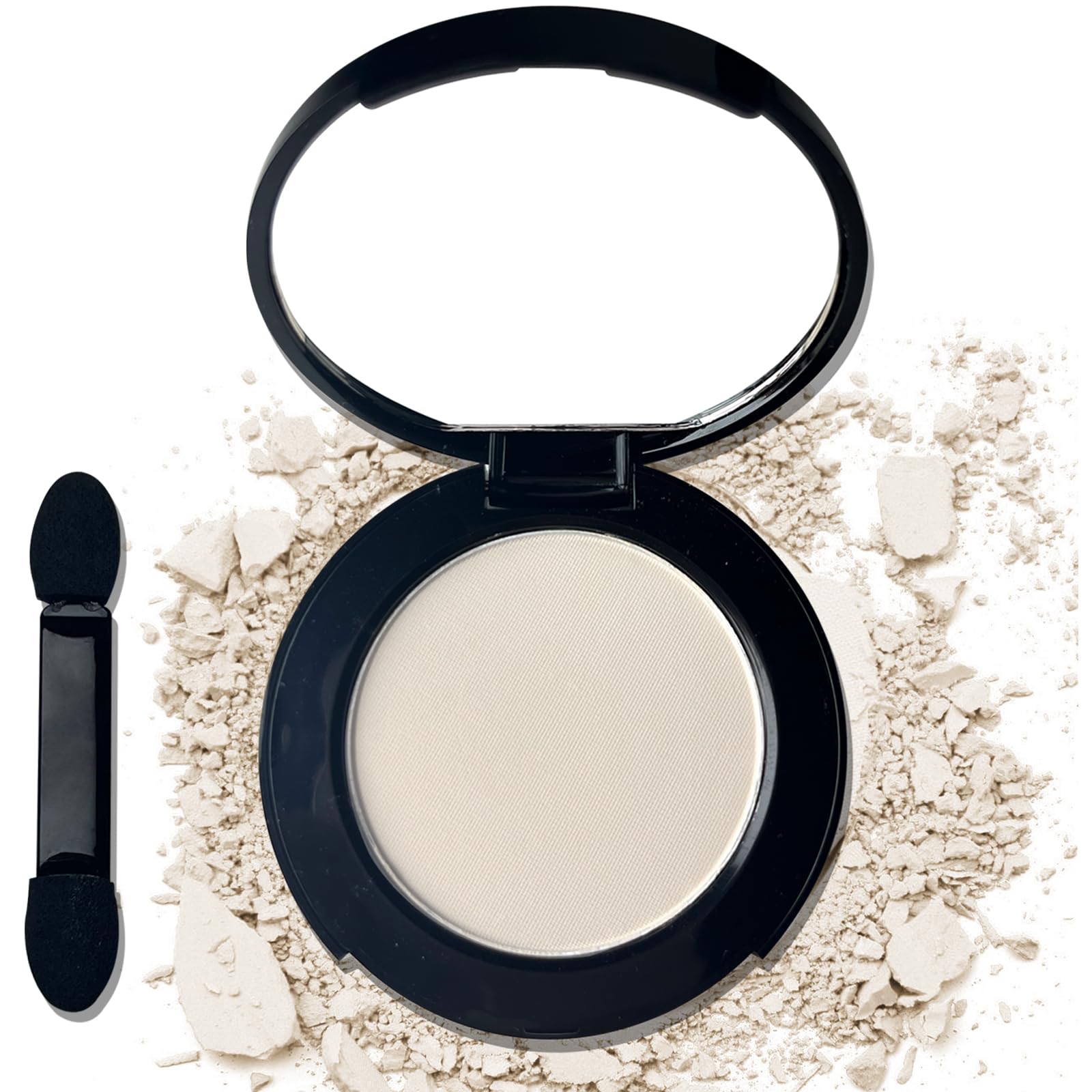 Meicoly Off White Single Eyeshadow With Mirror,Beige Matte Eye Shadow For Halloween Makeup,Pressed Powder Eyeshadow,Matte Shade