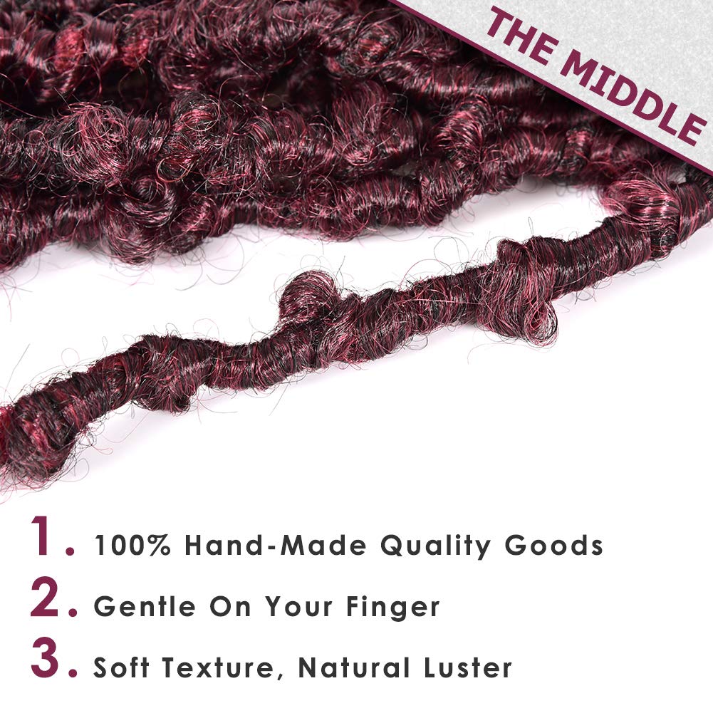 Niseyo 10 Inch Soft Butterfly Locs Crochet Hair 6 Packs Handmade Pre Looped Ombre Burgundy Distressed Faux Locs Crochet Butterfl