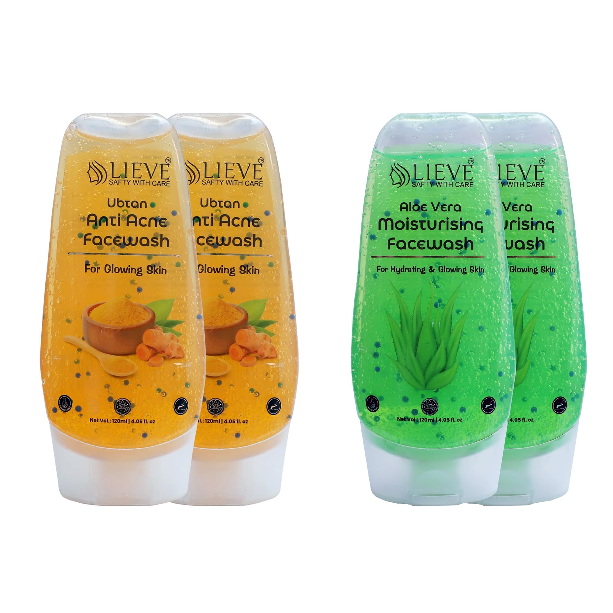 Lieve Safety With Care Anti Acne & Aloe Vera Face Wash, 120Ml | Mild Face Wash With No Harsh Chemicals, Soap & Paraben Free | Ge