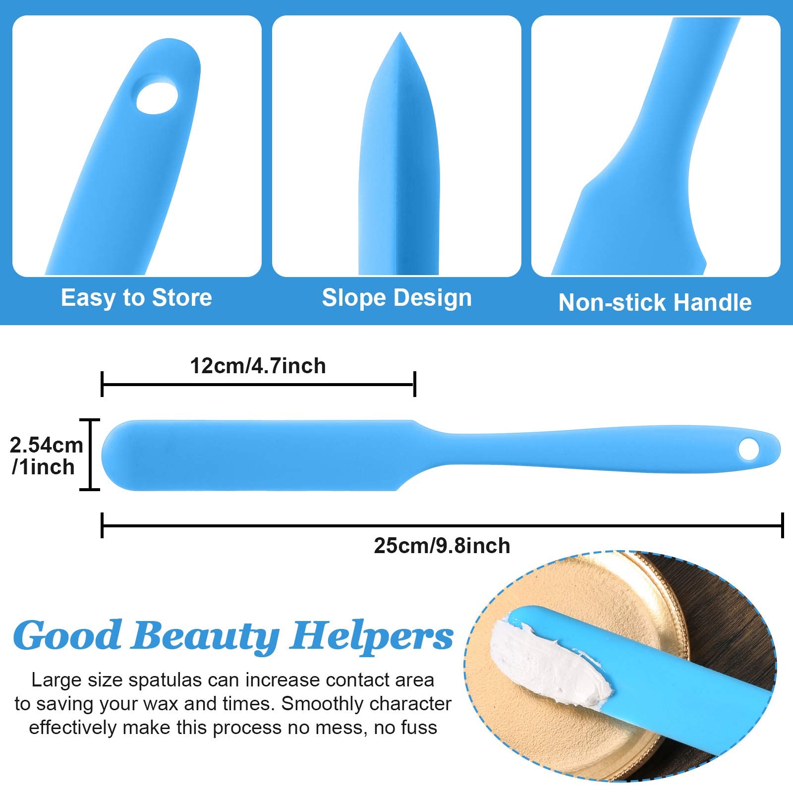 Non Stick Wax Spatulas Silicone Waxing Sticks Waxing Applicator Hair Removal Large Wax Sticks Reusable Scraper Large Area Hard W