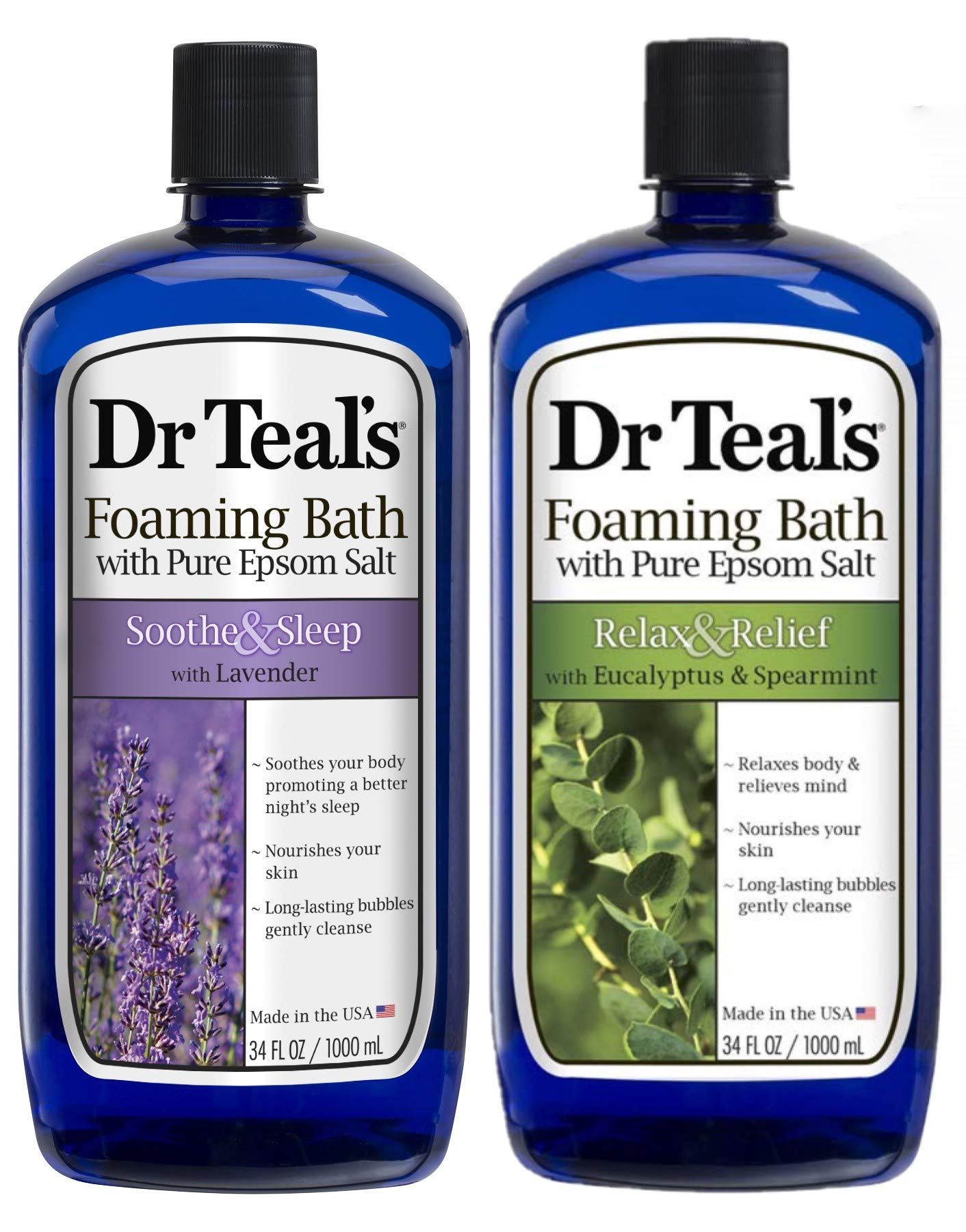 Dr Teal'S Foaming Bath Variety Gift Set (2 Pack, 34Oz Ea.) - Soothe & Sleep Lavender & Relax & Relief Eucalyptus & Spearmint - P
